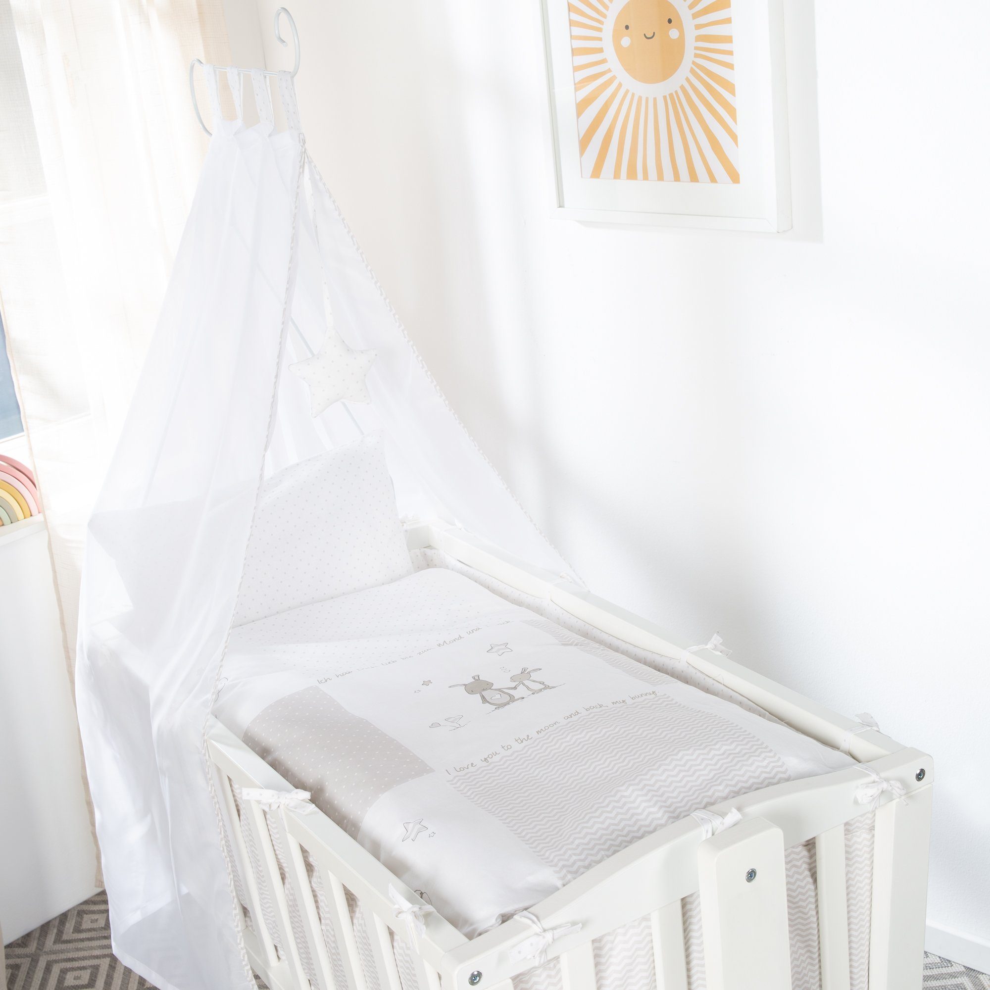 roba® Stubenbett Komplettwiegenset, inkl. textiler Ausstattung & Rollen