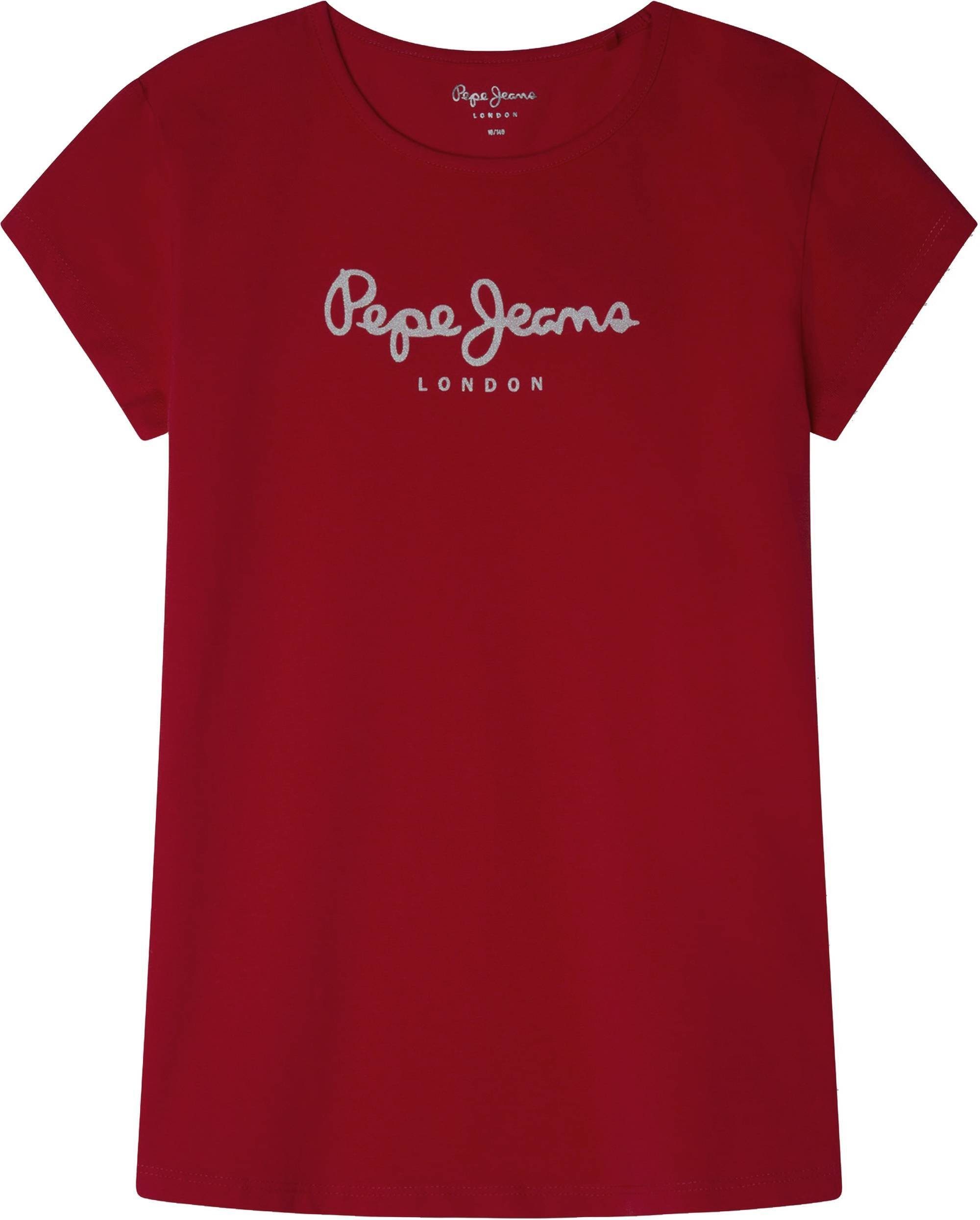 Pepe Jeans T-Shirt Mädchen T-Shirt - HANA GLITTER, Baumwolle Rot