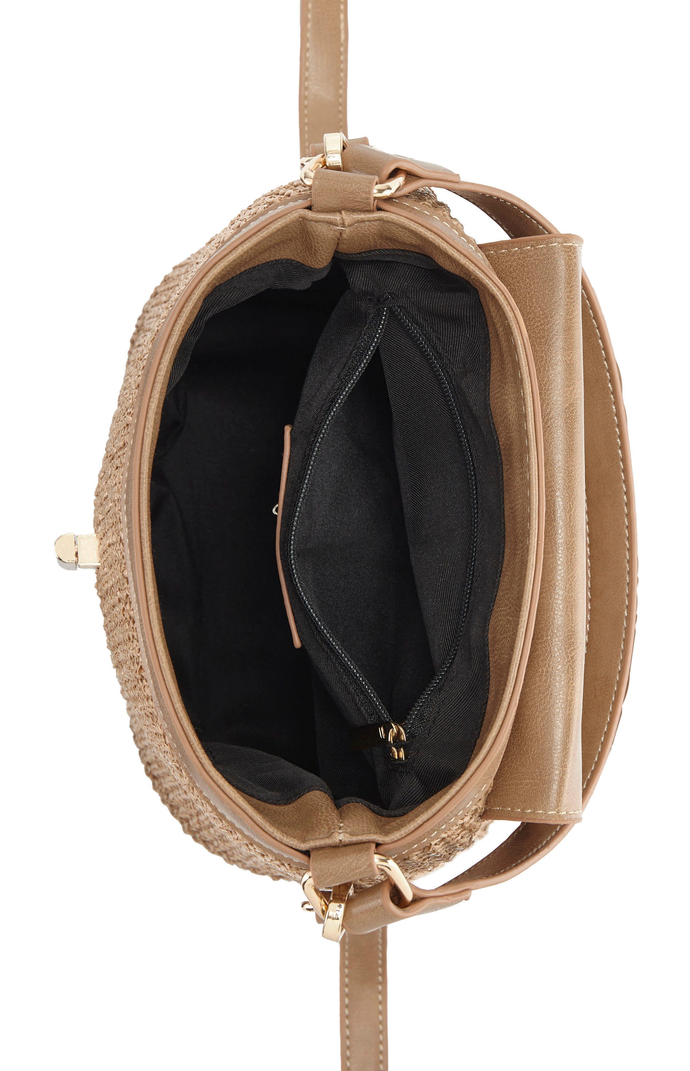 LASCANA Umhängetasche Schultertasche, Strandtasche, Tragetasche, Korbtasche, Bast-Optik VEGAN