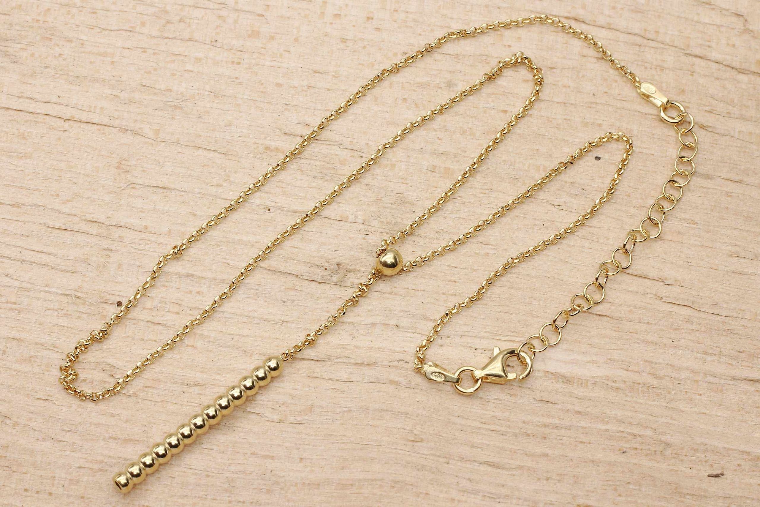 SILBERMOOS Y-Kette Rolokette "Y" vergoldet, 925 Sterling Silber