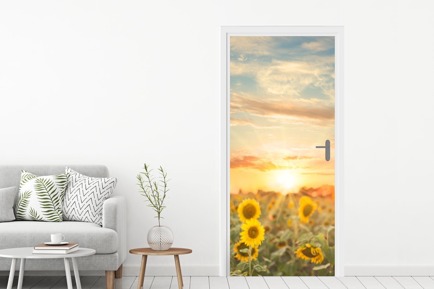 cm Sonnenblume Matt, MuchoWow Fototapete - St), Tür, Türtapete für bedruckt, Sonne Türaufkleber, 75x205 Blumen, - (1
