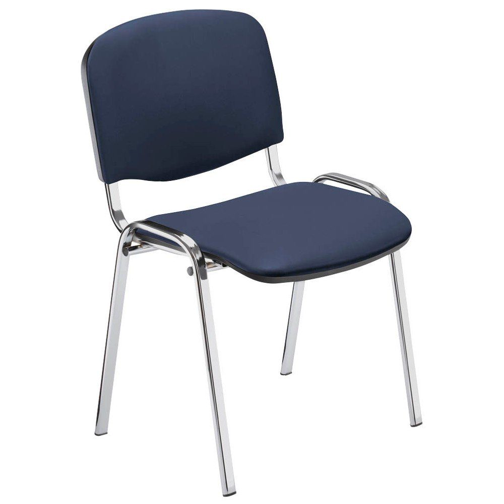 Nowy Styl Besucherstuhl 4 Besucherstühle stapelbar Kunstleder blau/chrom