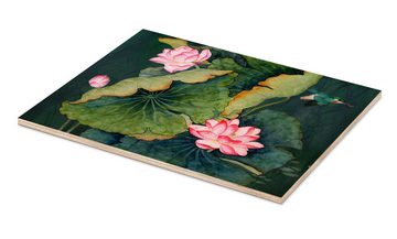 Posterlounge Holzbild Master Collection, Lotusblüten, Malerei