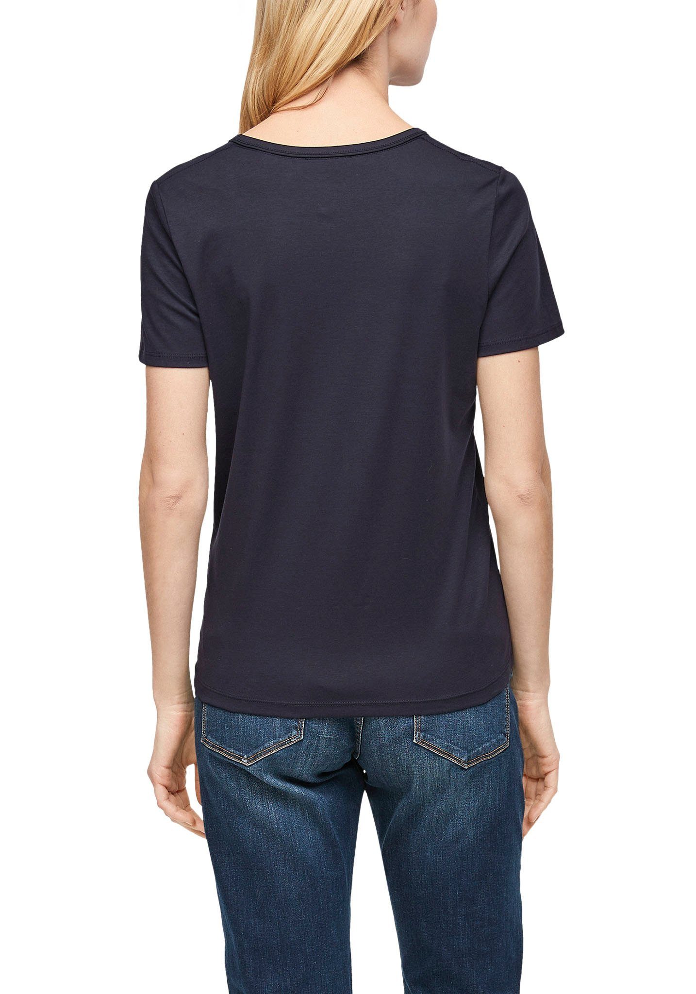 s.Oliver mit T-Shirt Saum dunkelblau umgenähtem