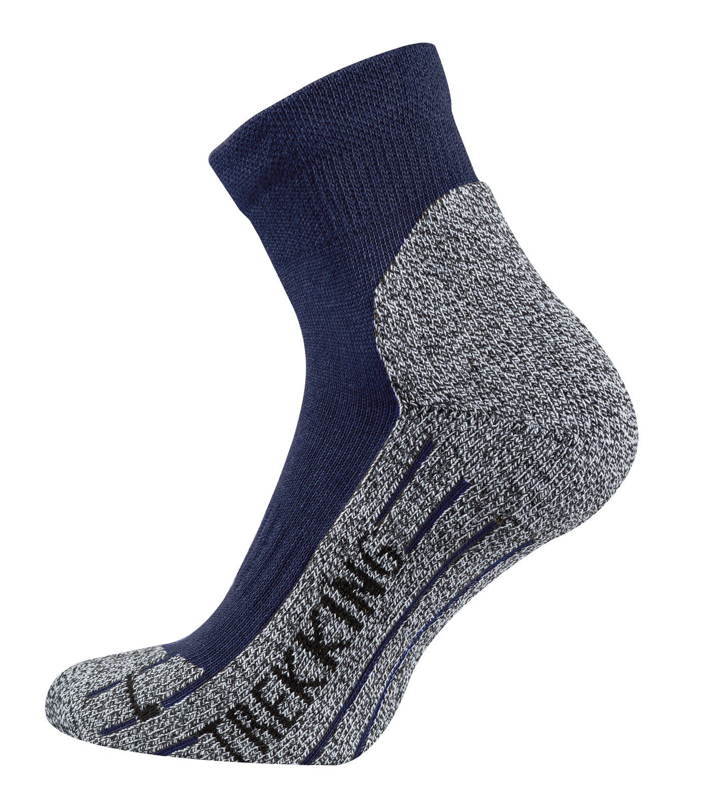 TippTexx 24 Wandersocken 4 Paar Kurzschaft Trekkingsocken, Sportsocken mit Coolmax-Garn Marine