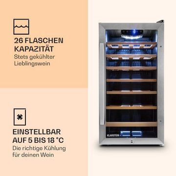 Klarstein Weinkühlschrank Vinamour 26 Uno, für 26 Standardflaschen á 0,75l,Wein Flaschenkühlschrank Weintemperierschrank Weinschrank Kühlschrank