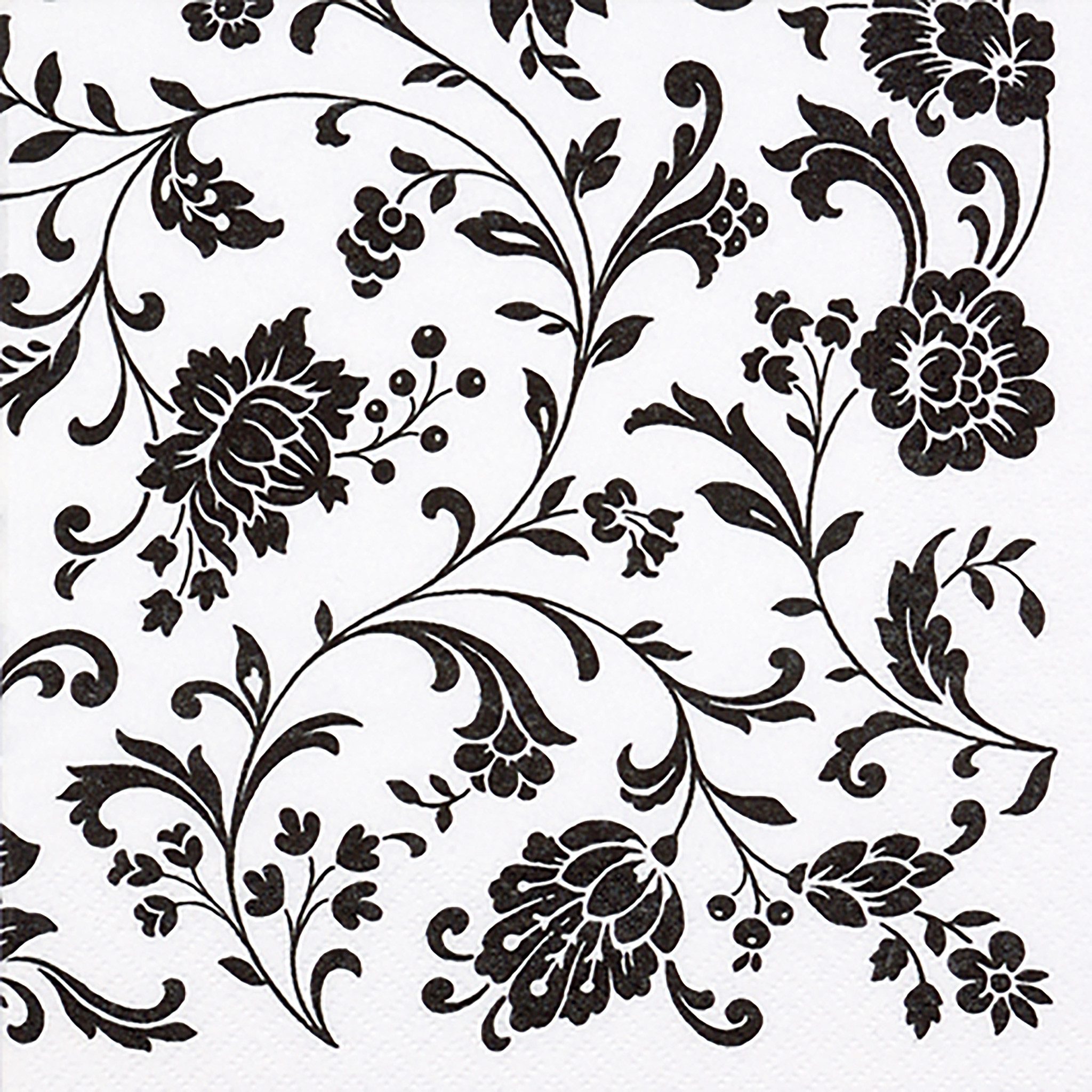ti-flair Papierserviette, Servietten Papier 33x33cm Arabeske 20 Stück Schwarz / Weiß