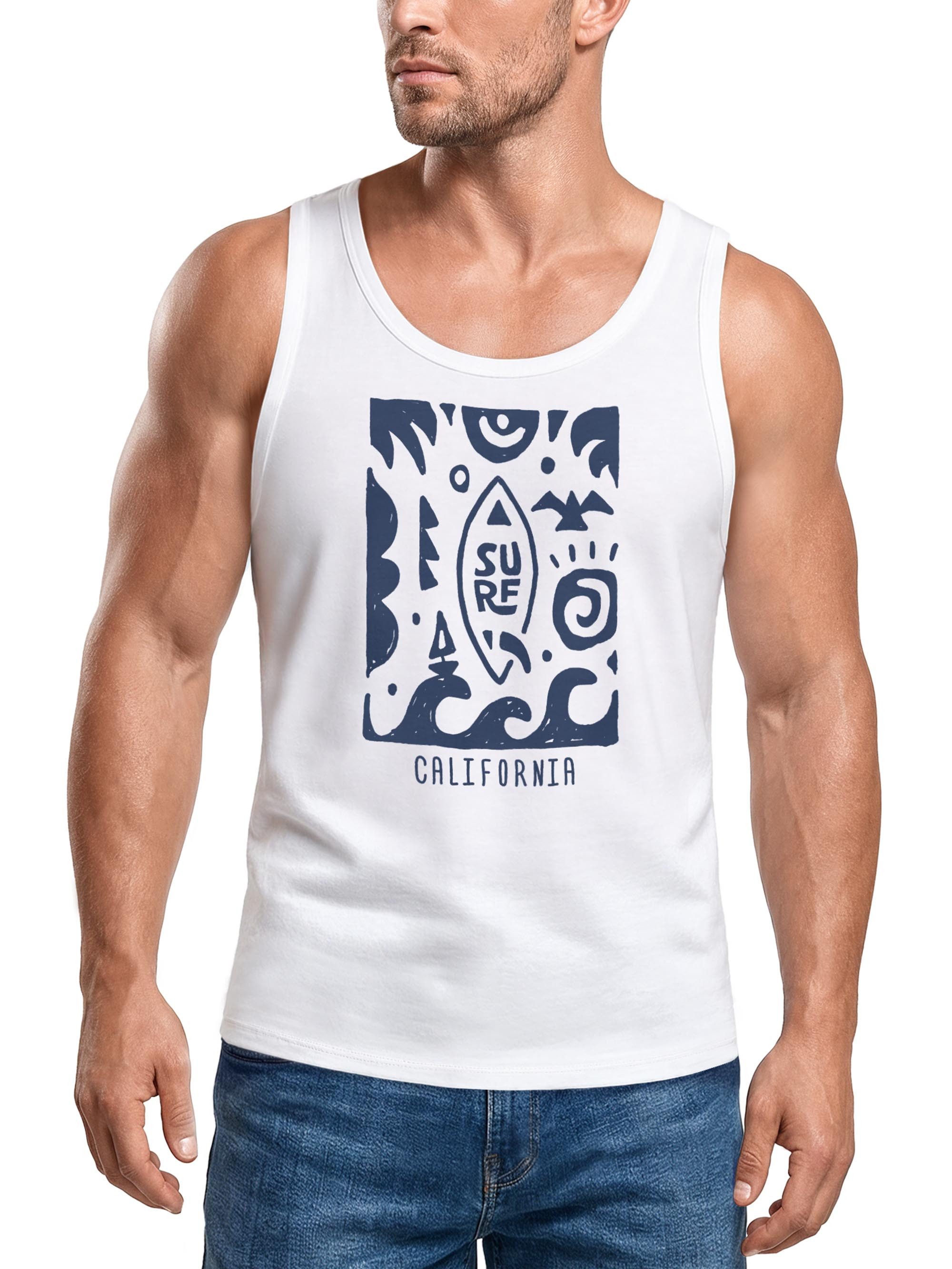 Tanktop Herren Tank-Top Surf California Ethno Welle Meer Sommer Sonne
