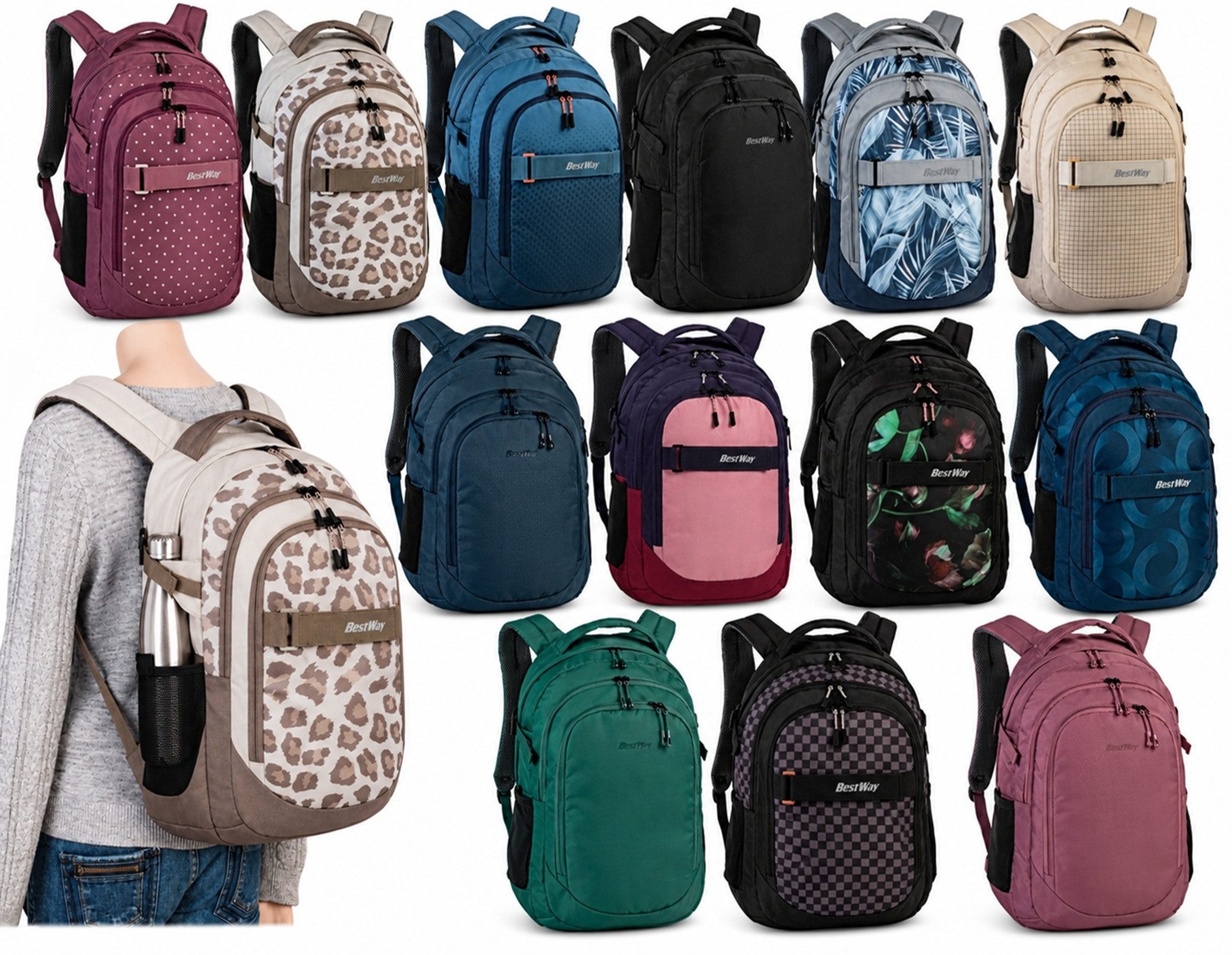 Ebaxx Schulrucksack Groß Rucksack Schulranzen Tasche Schul Mädchen Jungen