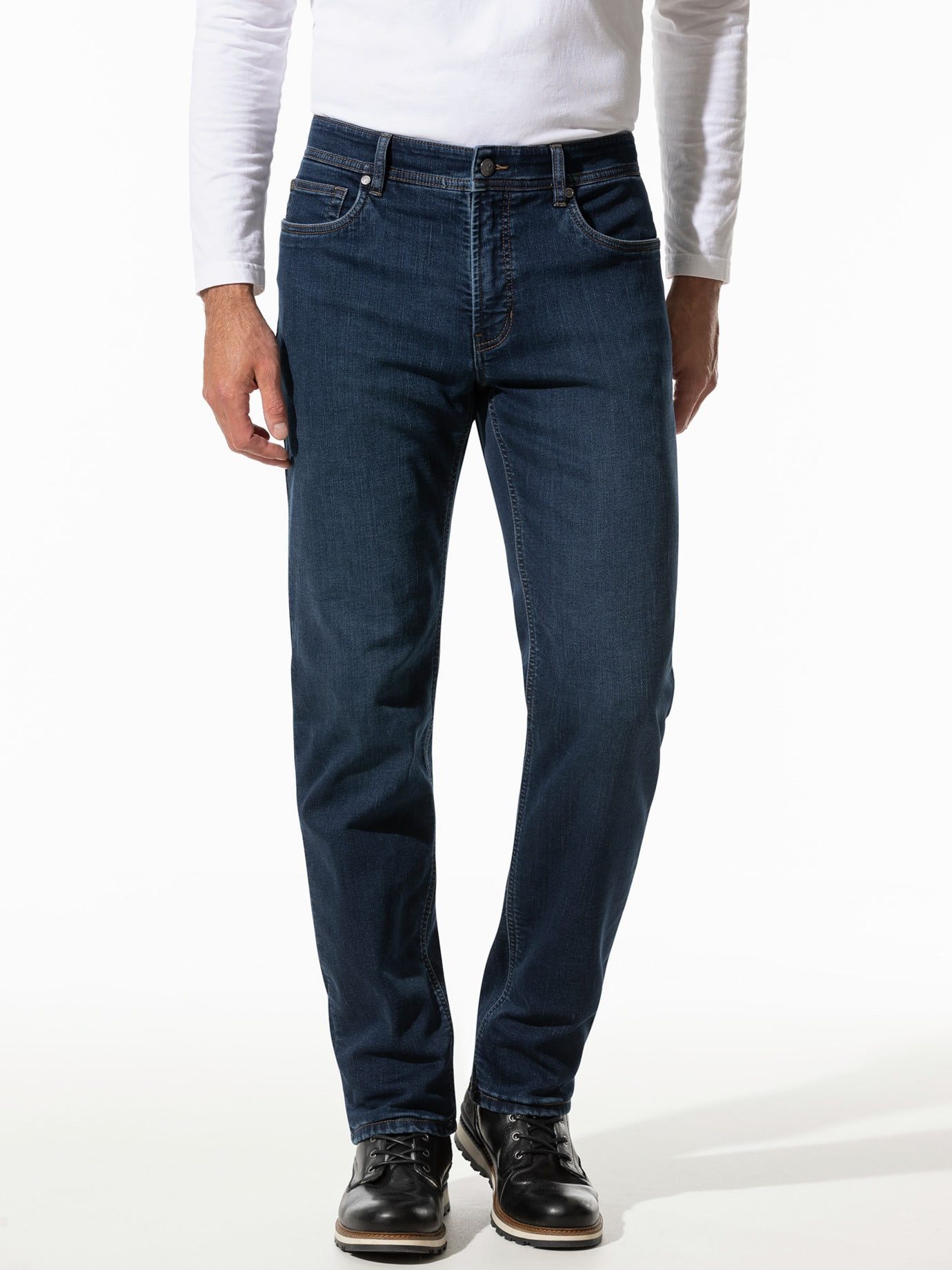 Walbusch 5-Pocket-Jeans Herren Thermojeans Five Pocket 2.0 Regular Fit wärmend gefüttert Flanellfutter, flexibler Bund, elastisch – pflegeleichte Thermojeans