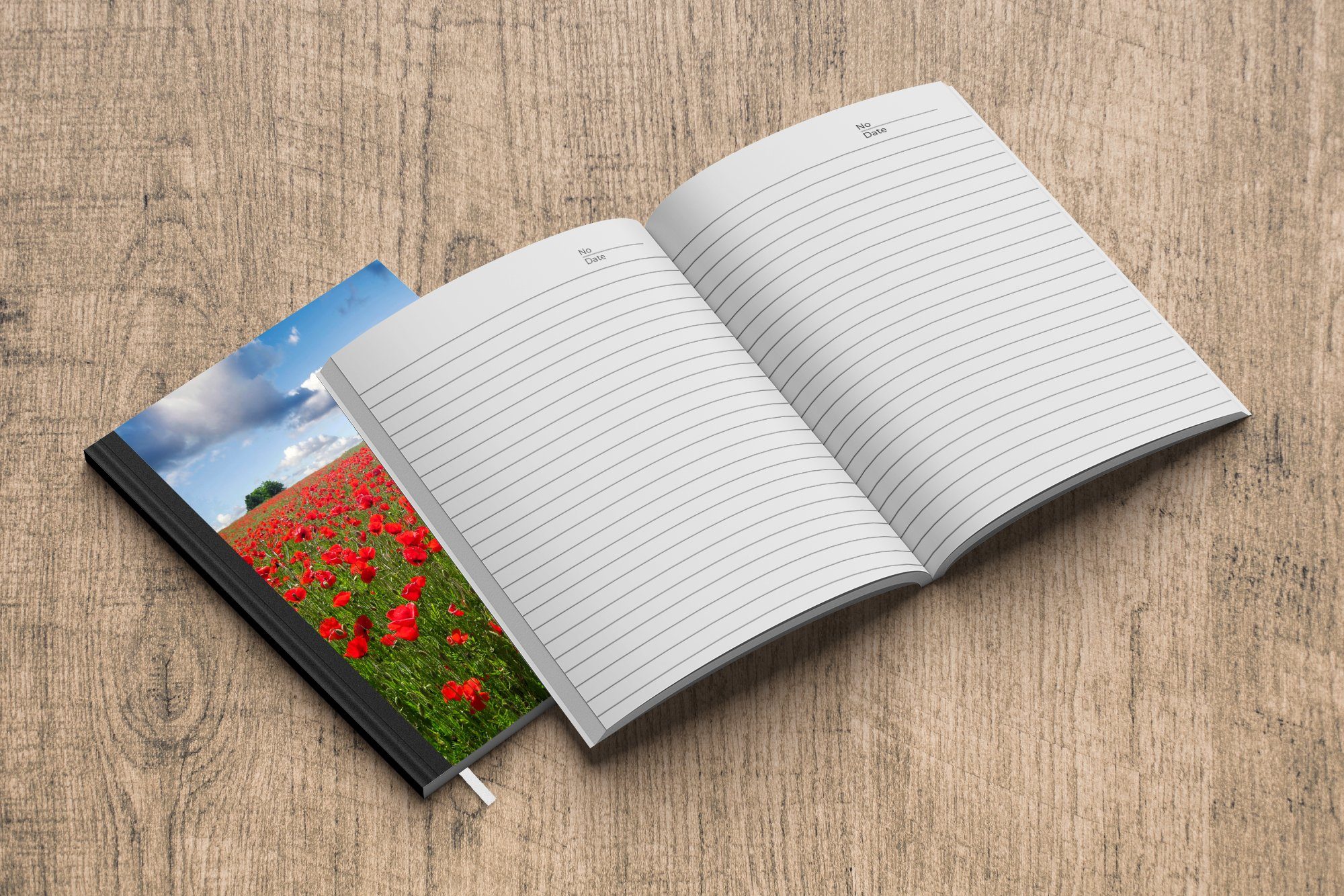 Himmel Seiten, Notizheft, - Haushaltsbuch Tagebuch, Mohnblumen Blumen, Journal, - MuchoWow Merkzettel, 98 A5, Notizbuch