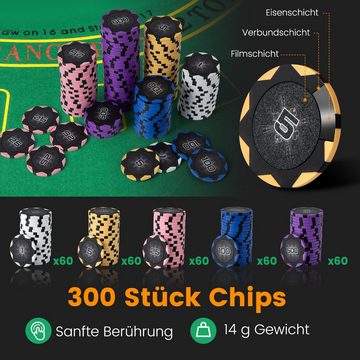 COSTWAY Spiel, Pokerset mit 300 Laser-Chips Komplett