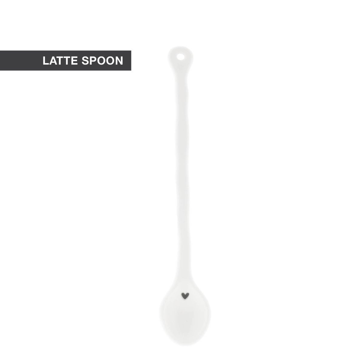 Bastion Collections Latte-Macchiato-Löffel Schwarzes Herz, Spülmaschinengeeignet, Weiß, Motiv: Herz