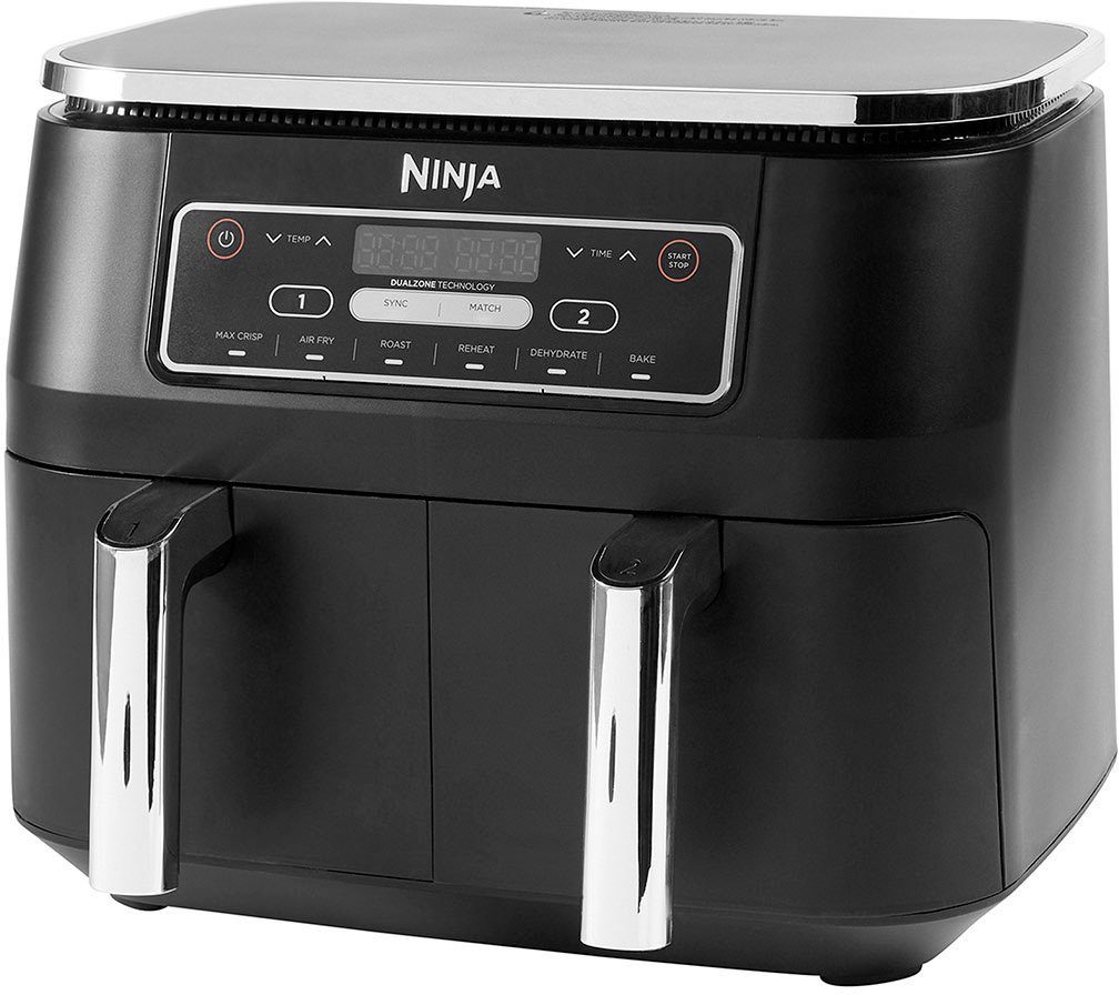 NINJA Heißluftfritteuse Foodi Dual Zone AF300EU, 2400 W, je 0,9 kg Kapazität incl. 2x Knusperblech