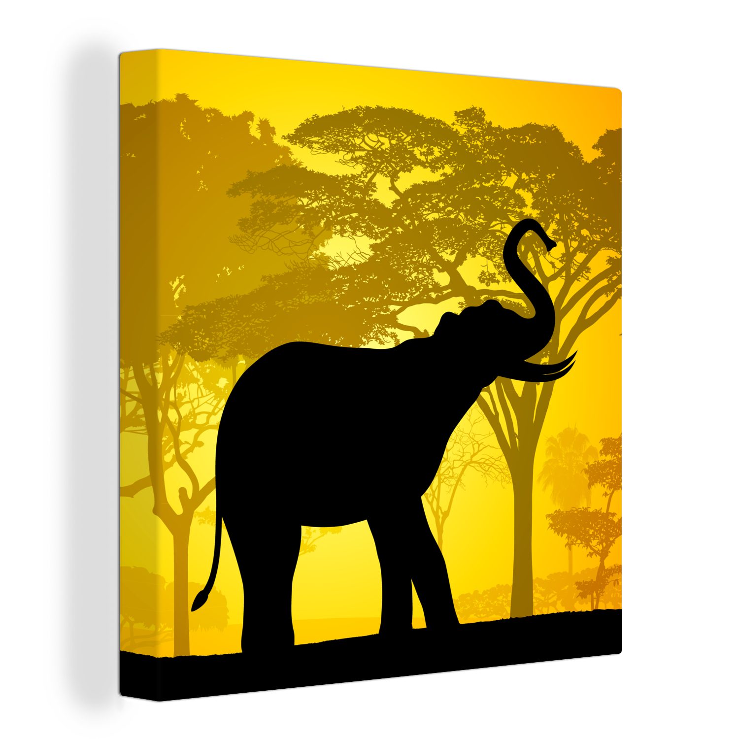 OneMillionCanvasses® Leinwandbild Eine Illustration eines Elefanten mit aufgerichtetem Rüssel, (1 St), Leinwand Bilder für Wohnzimmer Schlafzimmer