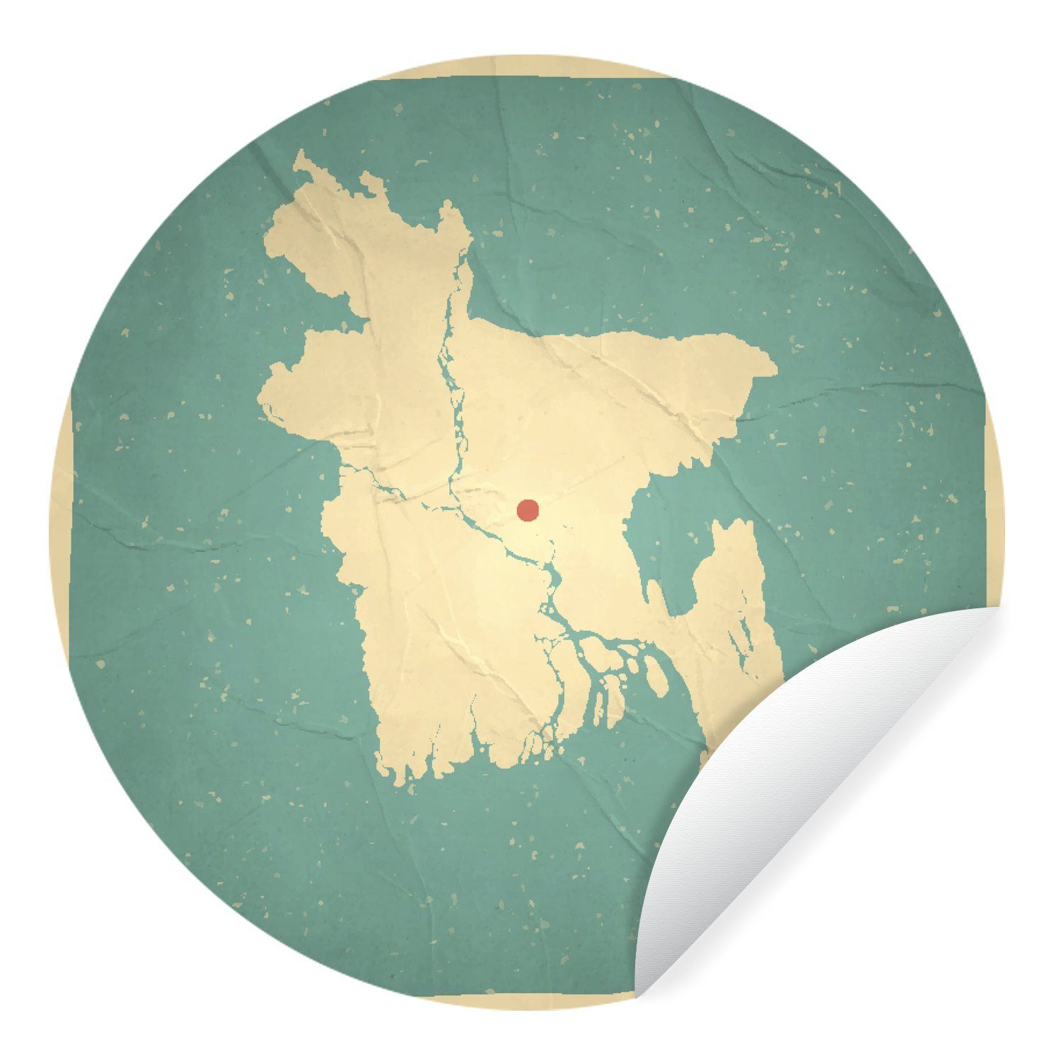 von Karte Wandsticker Dhaka Wohnzimmer Illustration St), Kinderzimmer, Bangladesch für Tapetenkreis Tapetenaufkleber, von Rund, einer (1 Eine auf MuchoWow