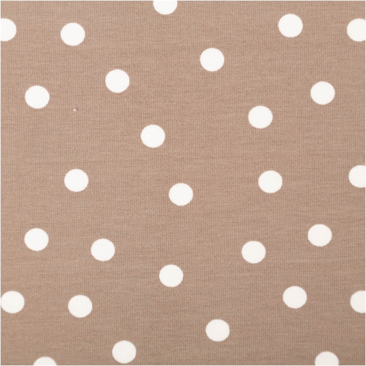 SCHÖNER LEBEN. Stoff Jersey Stoff Meterware Baumwolljersey Punkte beige weiß 150cm, allergikergeeignet