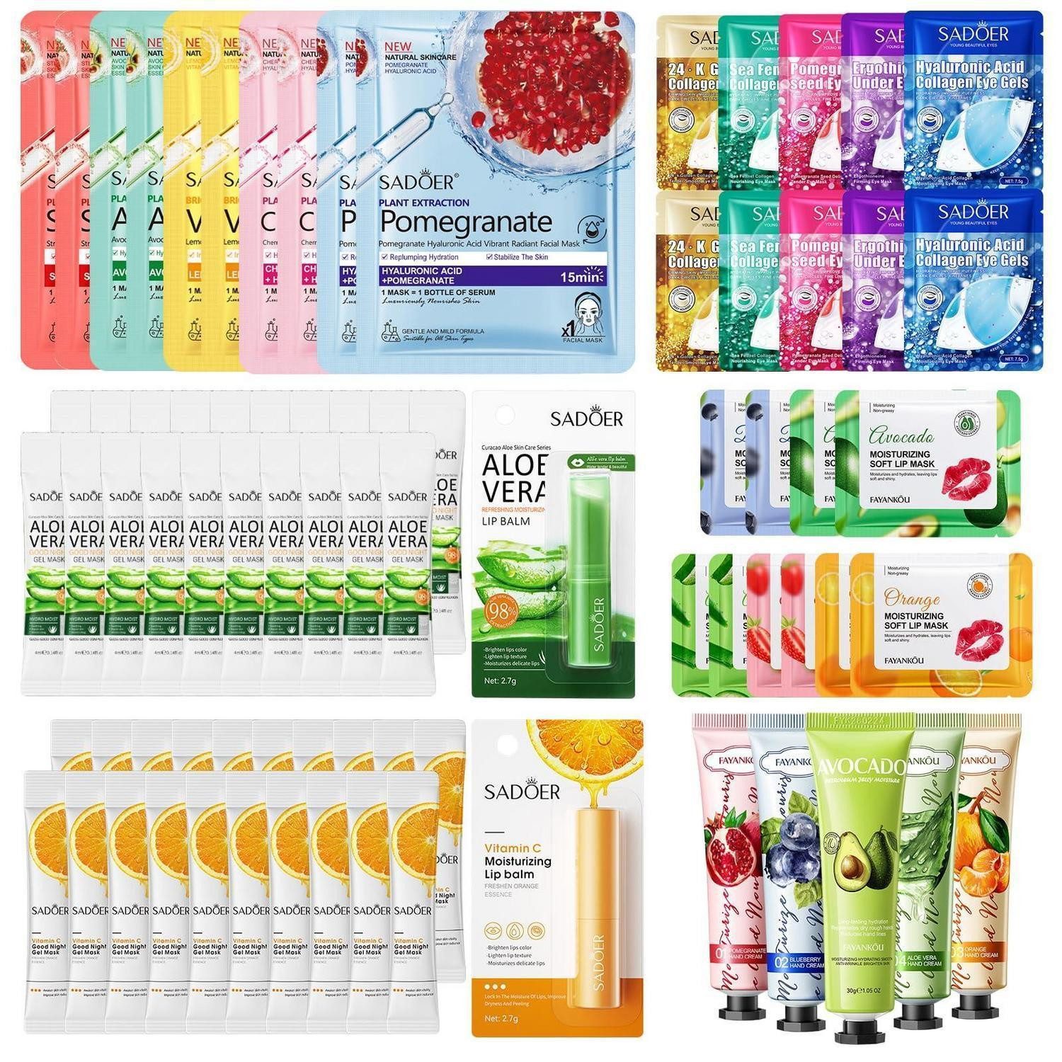 LuxusKollektion Pflege-Geschenkset Skincare Geschenkset 77 Teile Overnight Masken Augenpads