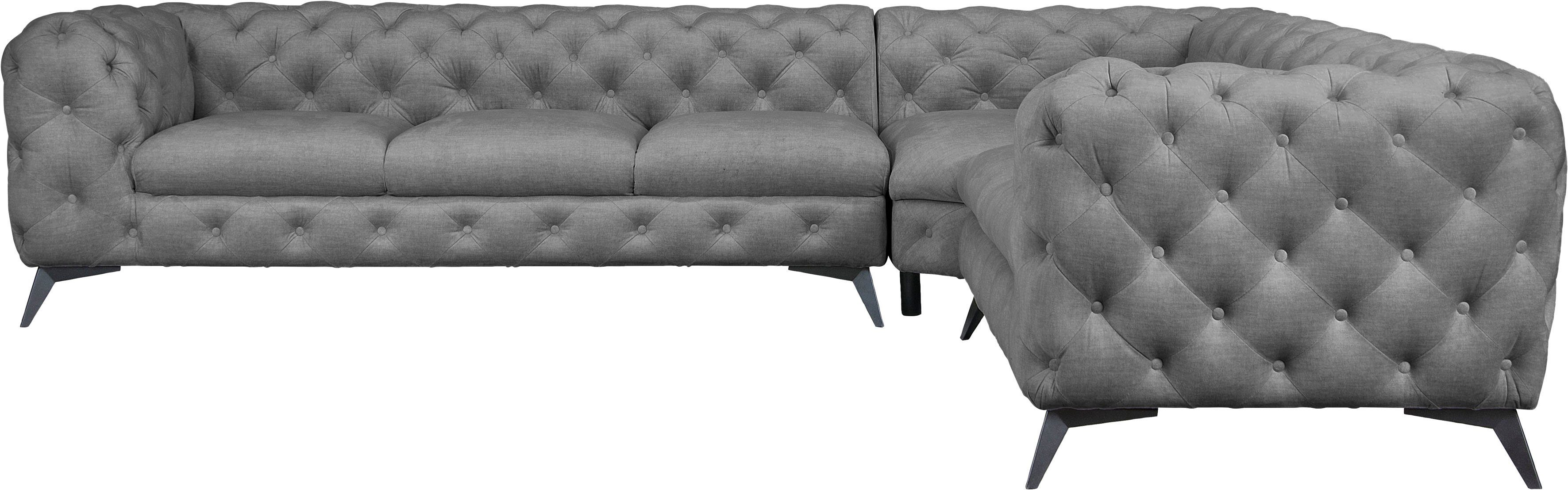 Leonique Chesterfield-Sofa "Ecksofa GLYNIS L-Form mit Wellenunterfederung, günstig online kaufen