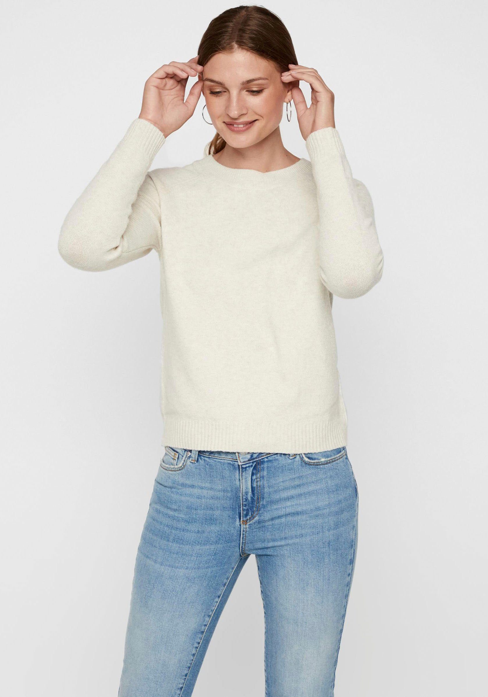 Vero Moda Rundhalspullover VMDOFFY in melierter günstig online kaufen
