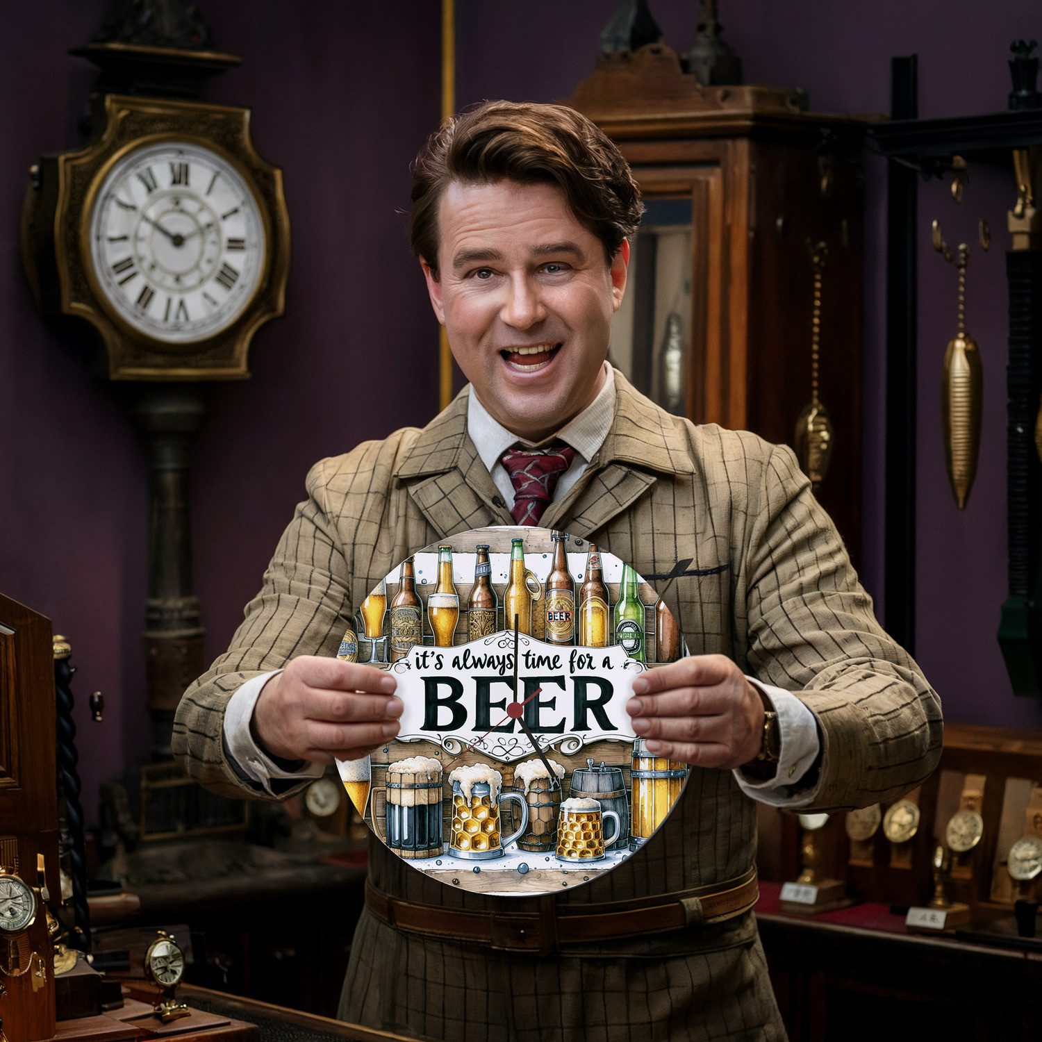speecheese Wanduhr Bier Wanduhr aus Glas günstig online kaufen