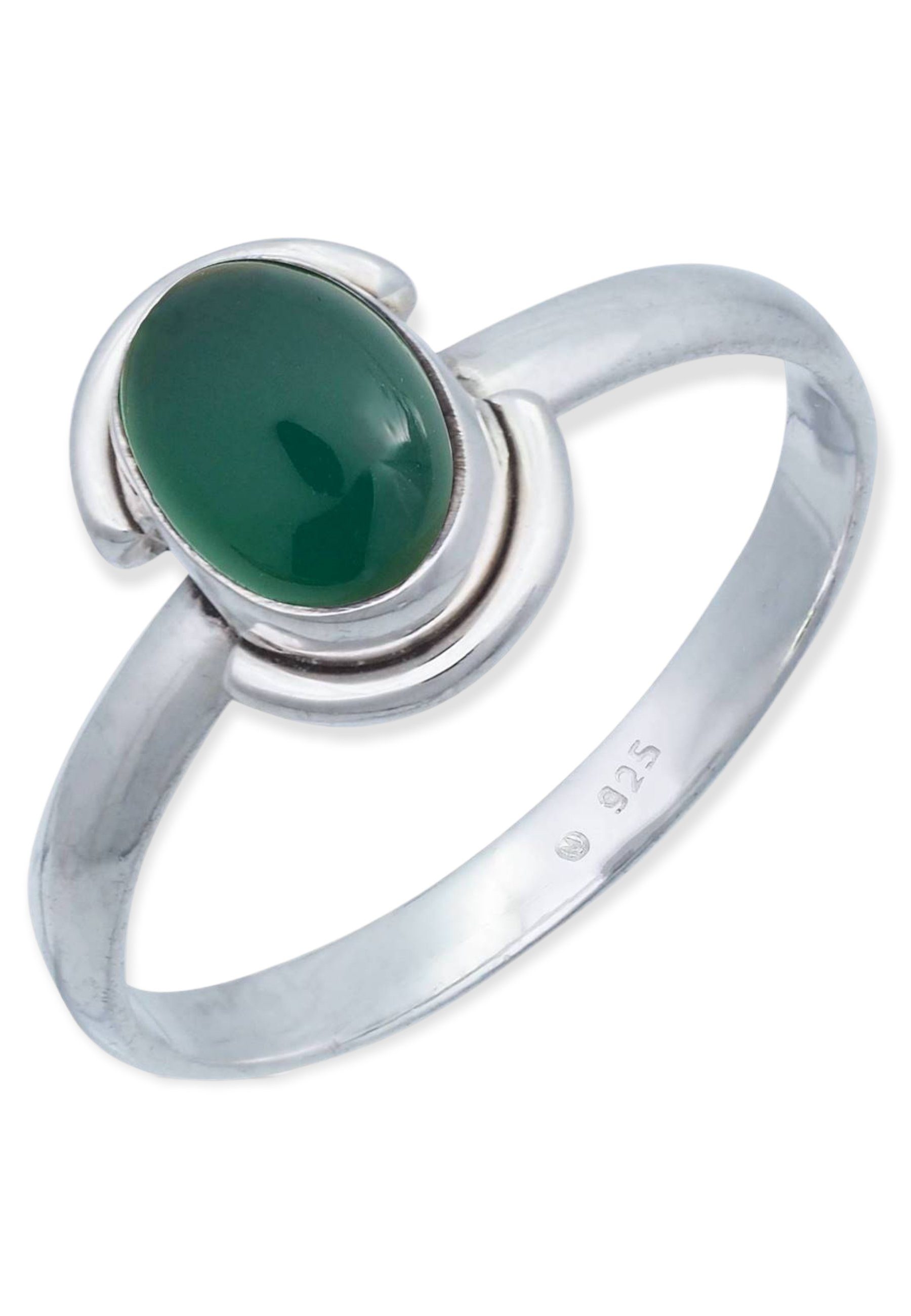 mantraroma Silberring 925er Silber mit grüner Onyx
