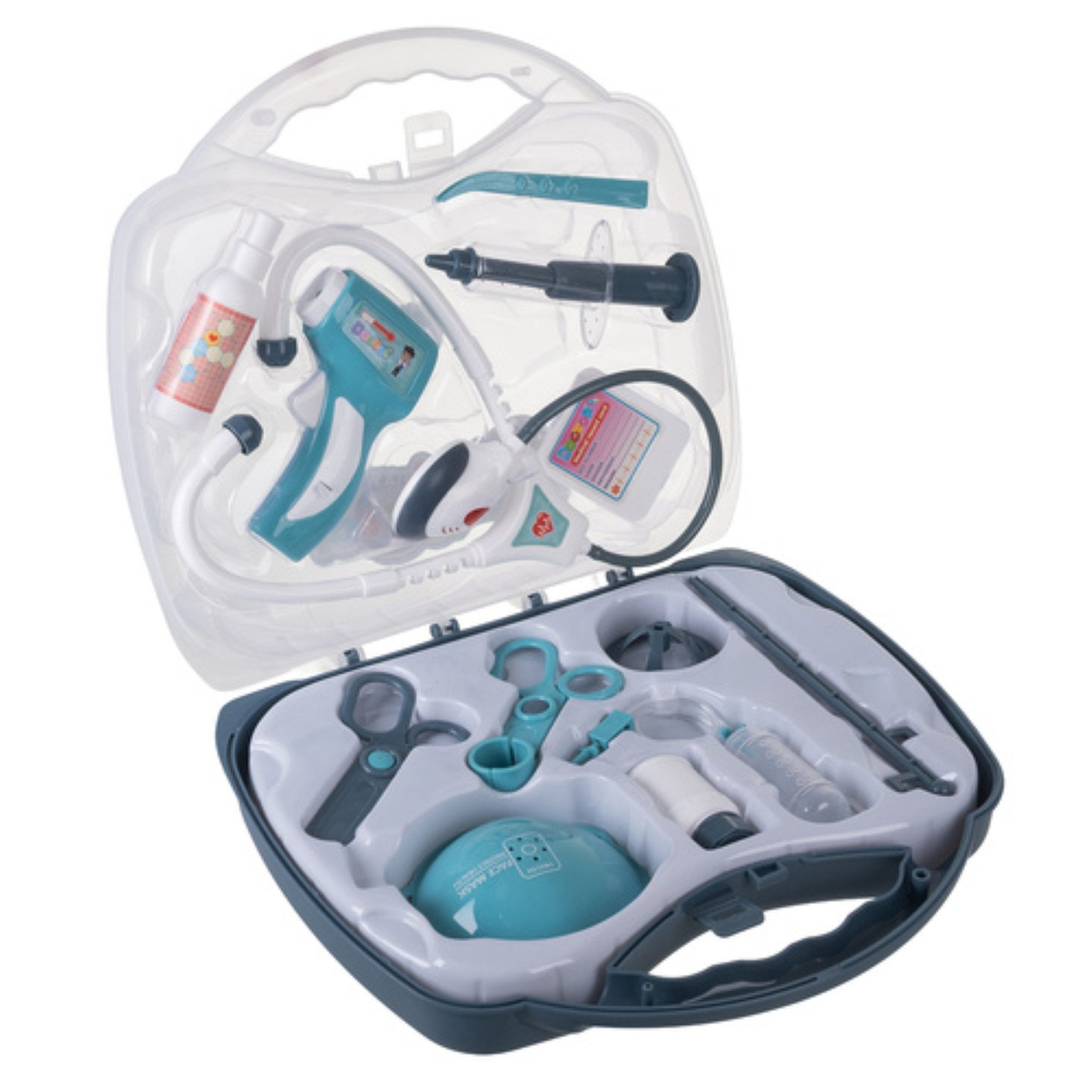 KRUZZEL Spielzeug-Arztkoffer Kinder Arztkoffer Rollenspiel-Set mit Licht- und Soundfunktionen, (Arztkoffer Rollenspiel-Set für Kinder ab 3 Jahren mit Zubehör, 13-teiliges Kinder-Arztkoffer-Spielset mit Licht, Sound und Zubehör), Rollenspiel Arzt Licht- und Soundeffekte Kompakter Tragekoffer