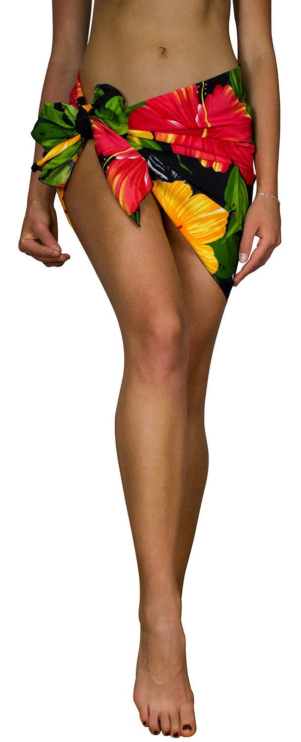 King Kameha Sarong Big Flower Funky Hawaii-Sarong Pareo Cover-Up Strand Damen Bikini, Pareo Cover-Up