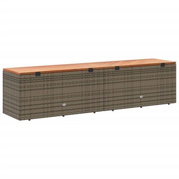 vidaXL Auflagenbox Gartentruhe Grau 220x50x54 cm Polyrattan Akazienholz Auflagenbox Kisse