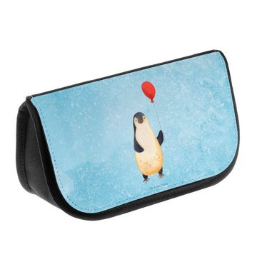 Mr. & Mrs. Panda Kosmetiktasche Pinguin Luftballon - Eisblau - Geschenk, Make-Up Tasche, fröhlich, Sc (1-tlg), Einzigartiges Design