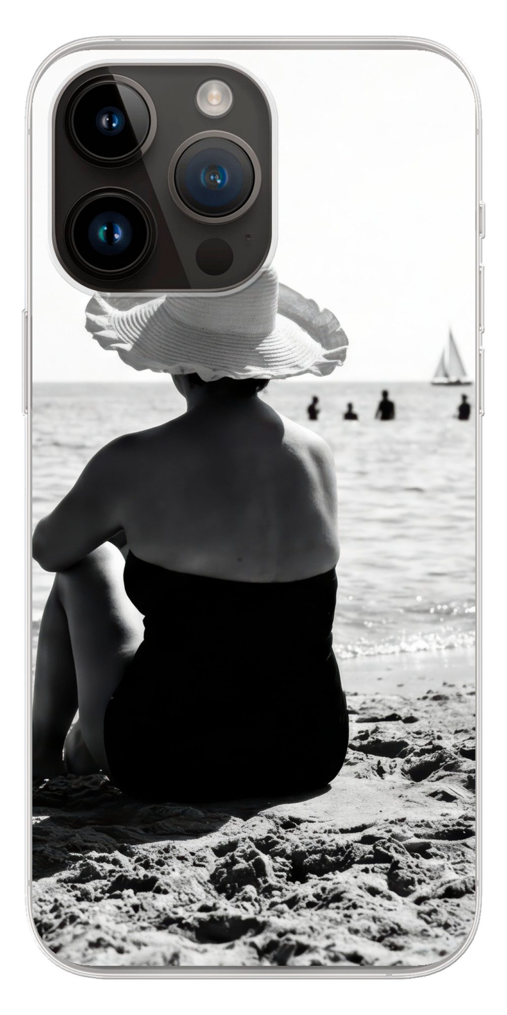 MuchoWow Handyhülle für Apple iPhone 14 Pro Max Frauen - Sonnenhut - Strand - Schwarz - We, Smartphone-Bumper, Print, Handy Schutzhülle Dünn