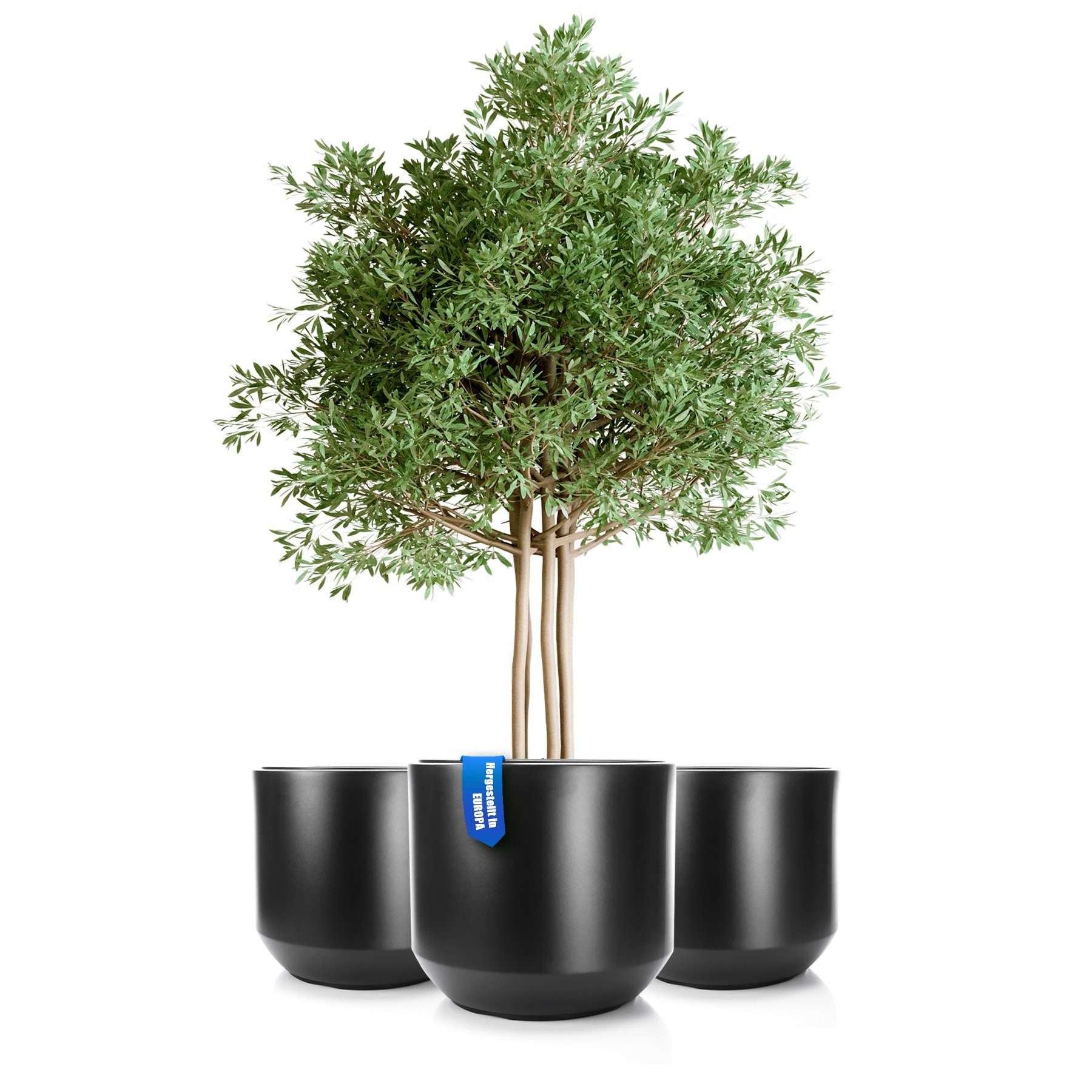 Blumentopf 3er Set "Style" – Rundkübel inkl. Innentopf, verschiedene Größen