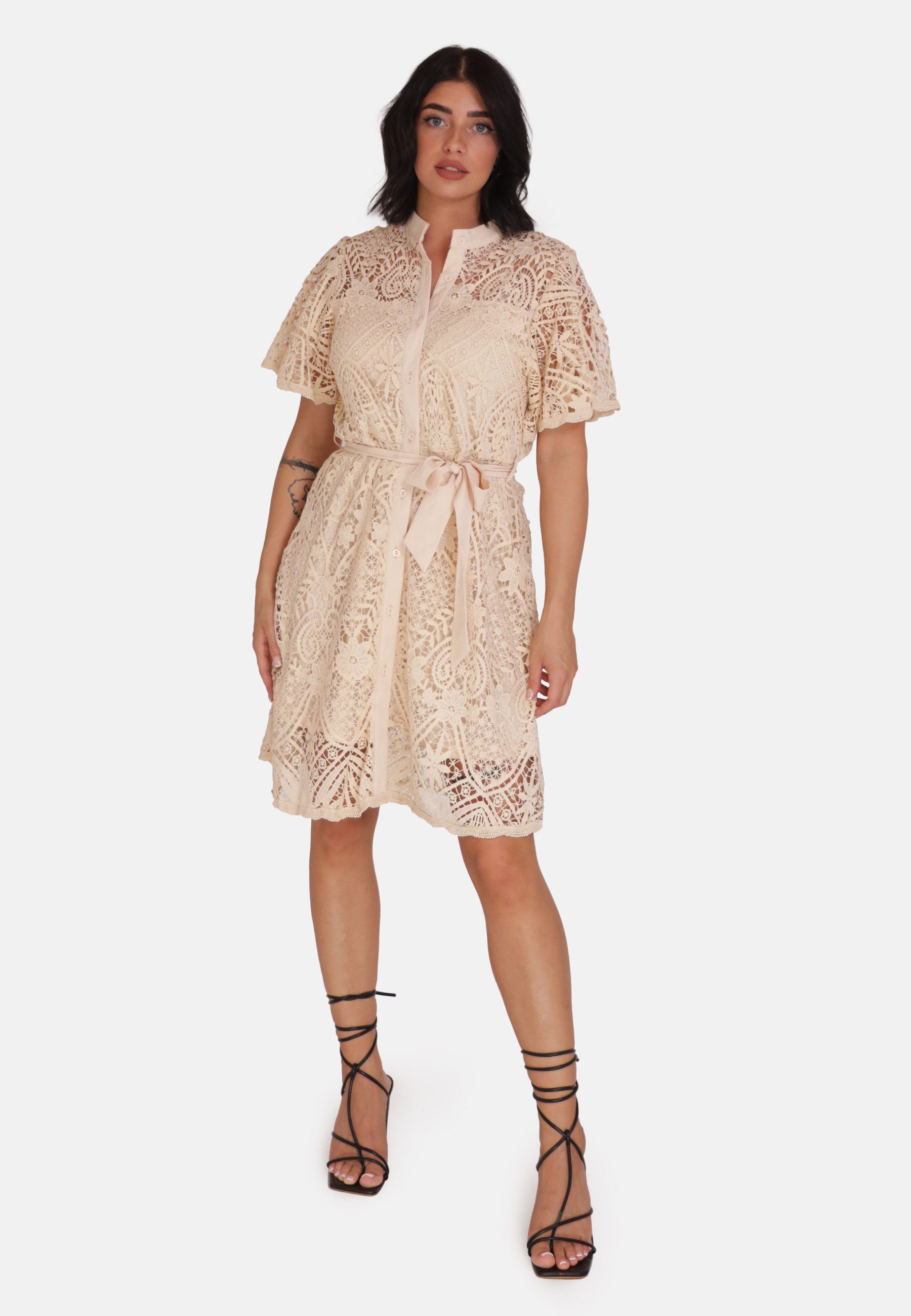 Elara Spitzenkleid Elara Damen Rüschenkleid (1-tlg)