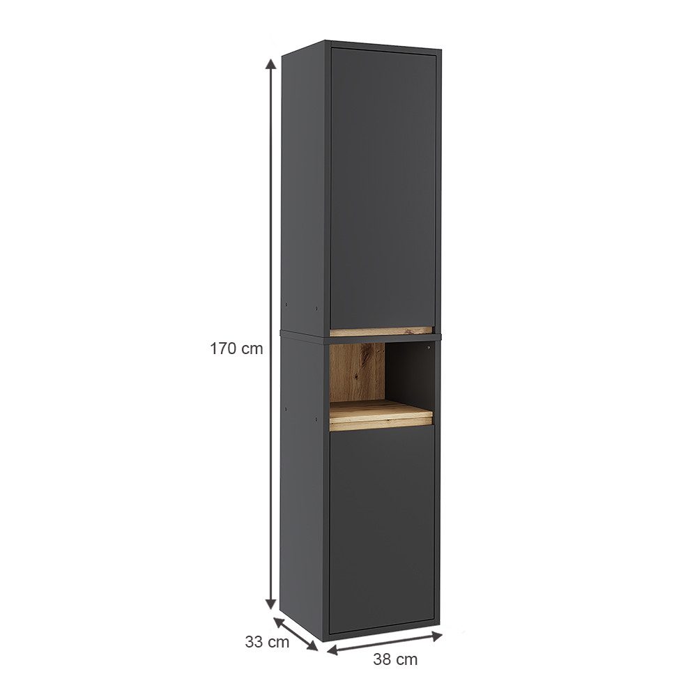 Vicco Hochschrank Viola, Grau/Artisan, 38 x günstig online kaufen