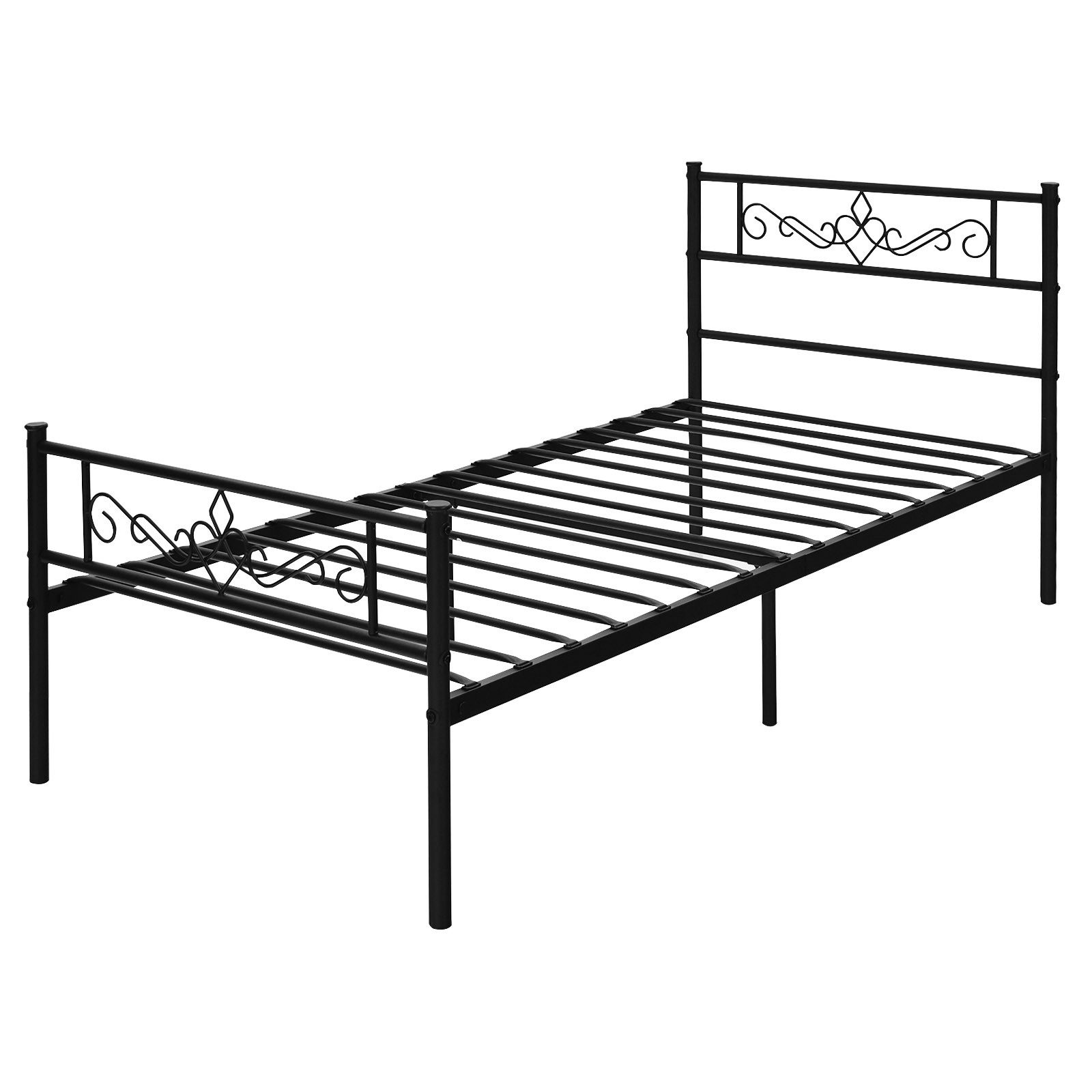 COSTWAY Bettgestell, mit Lattenrost, 150kg belastbar, Metall schwarz