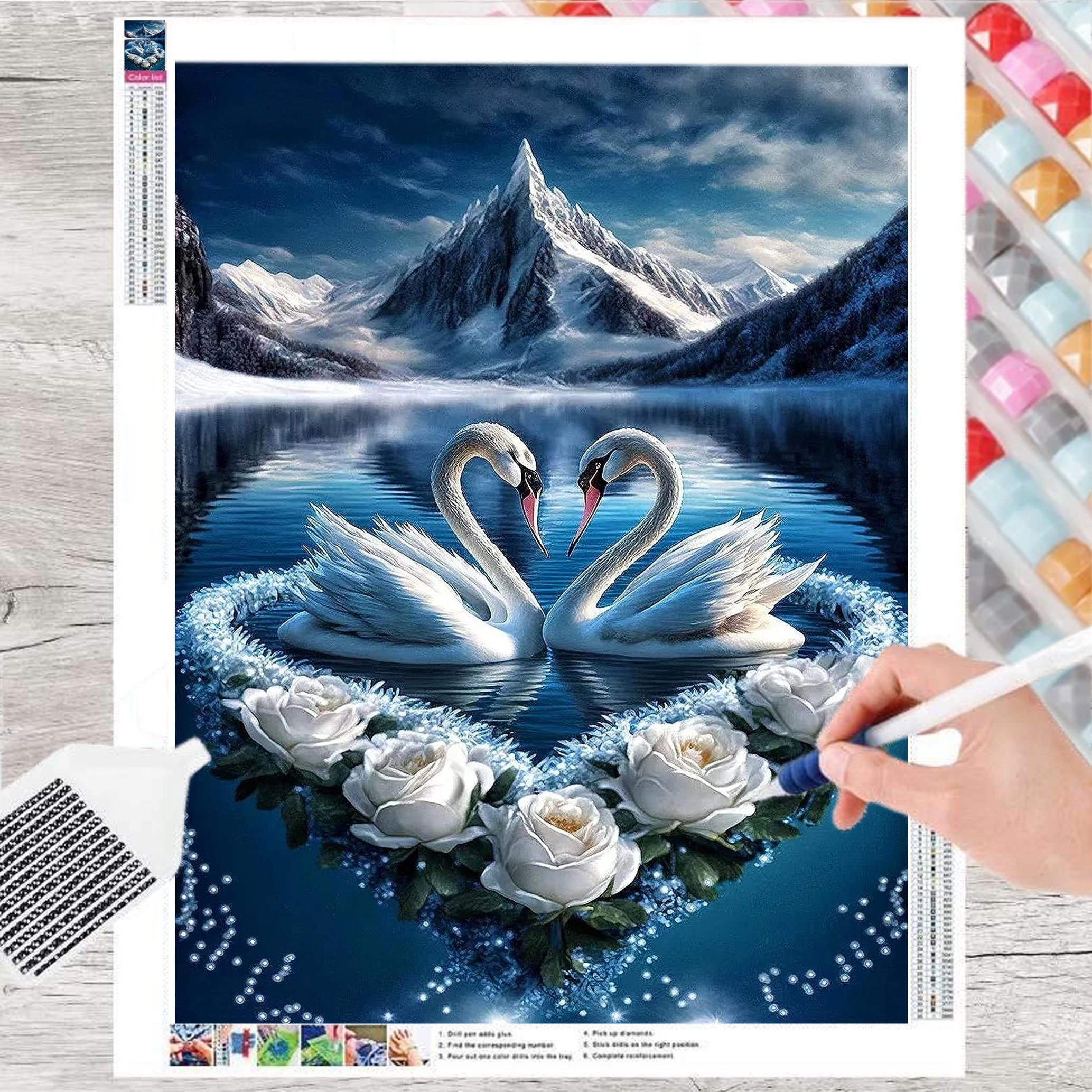 Kreativset GOLDEN Diamond Painting zubehör bilder Weihnachten ( Schwanensee) 