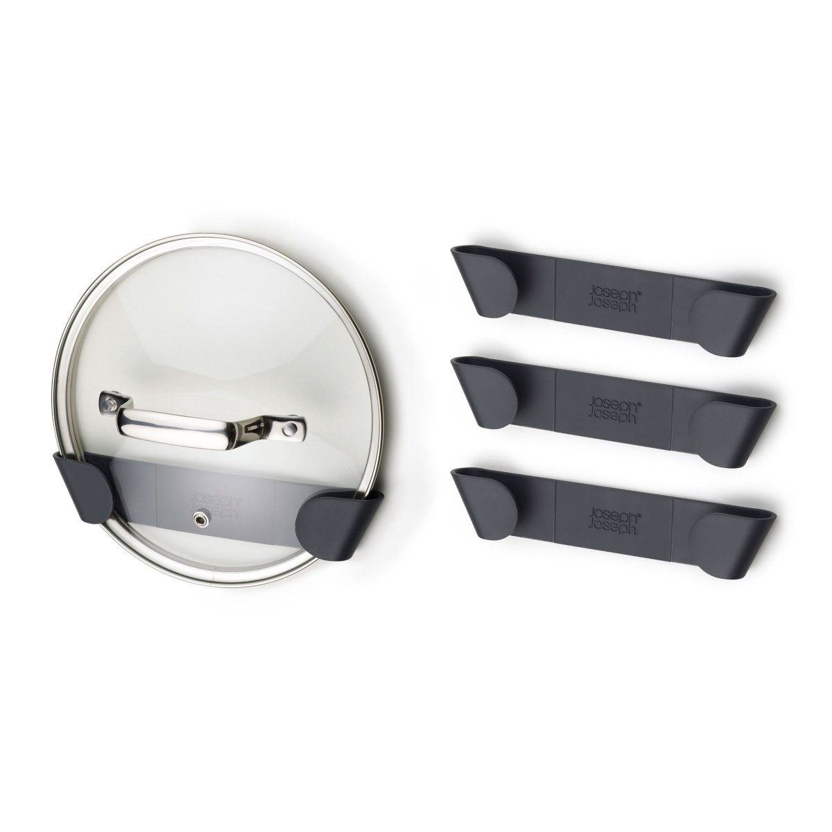 Joseph Joseph Küchenregal Topfdeckel-Aufbewahrungshalter 4er-Set, Selbstklebend, für Deckel mit Durchmesser 16cm-24cm