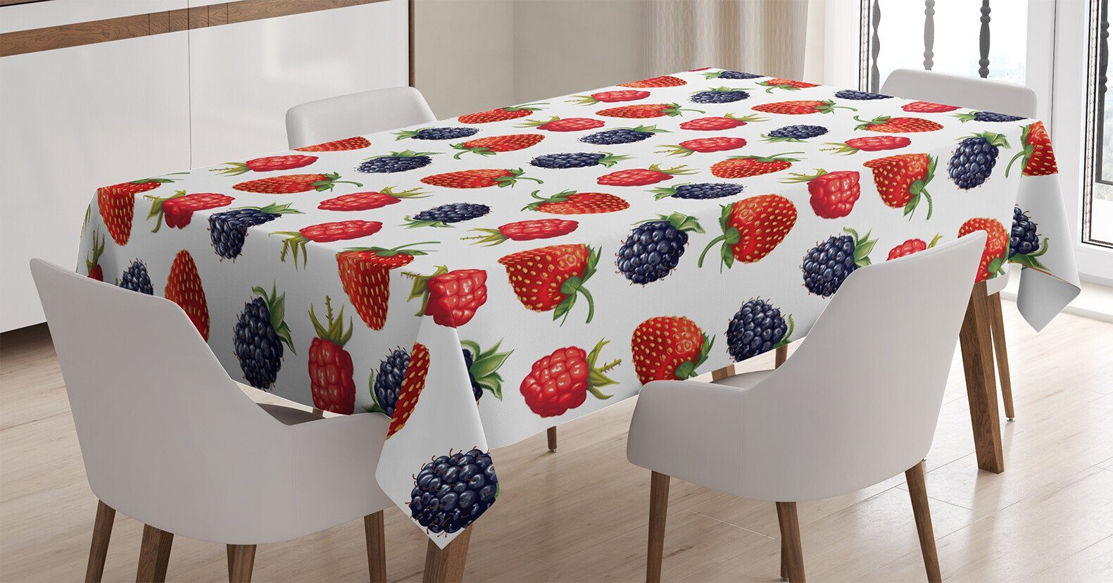 Abakuhaus Tischdecke Farbfest Waschbar Für den Außen Bereich geeignet Klare Farben, Kids Erdbeeren Himbeere