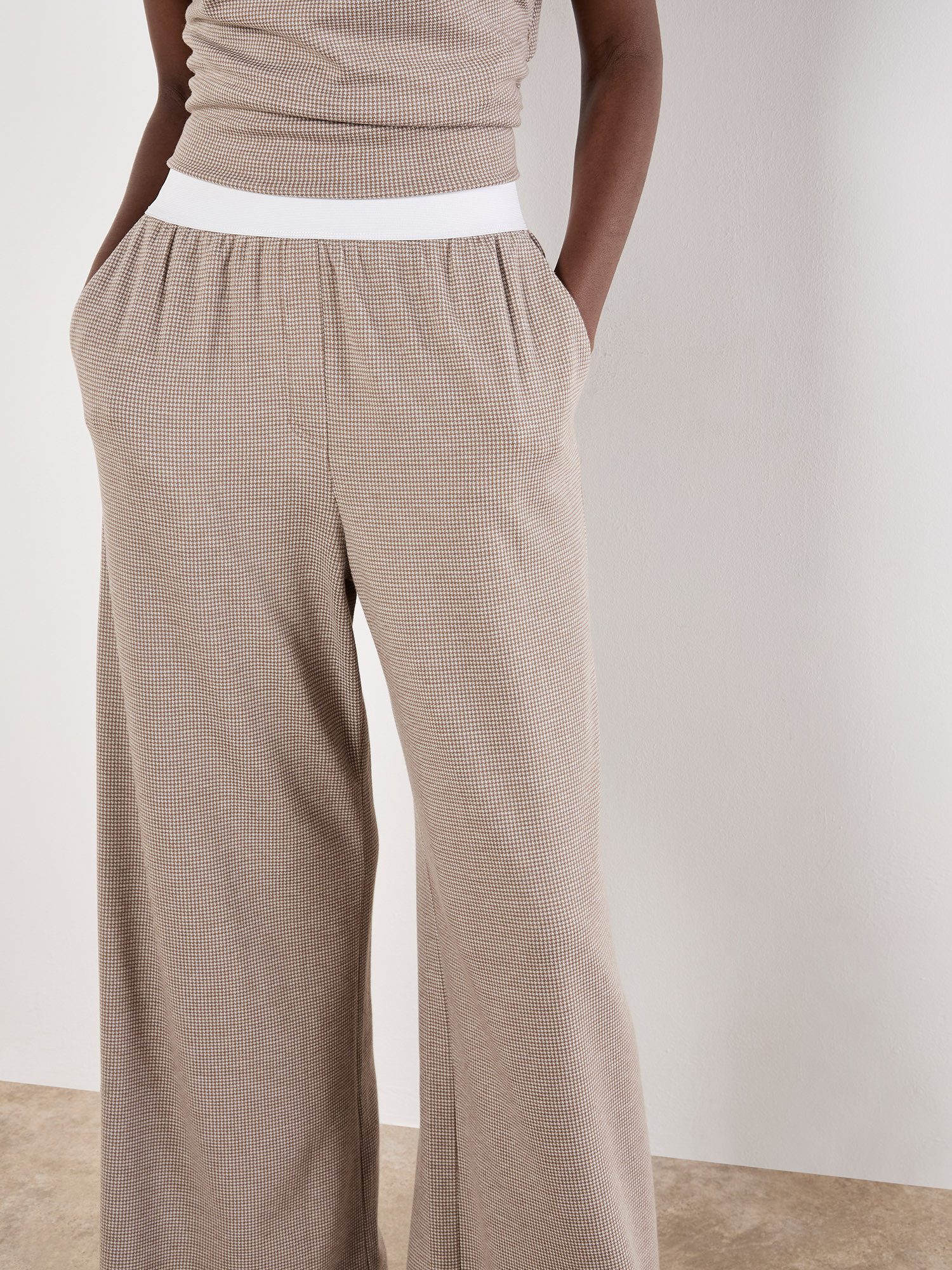 Apricot Strickhose Weite Hose mit Hahnentrittmuster