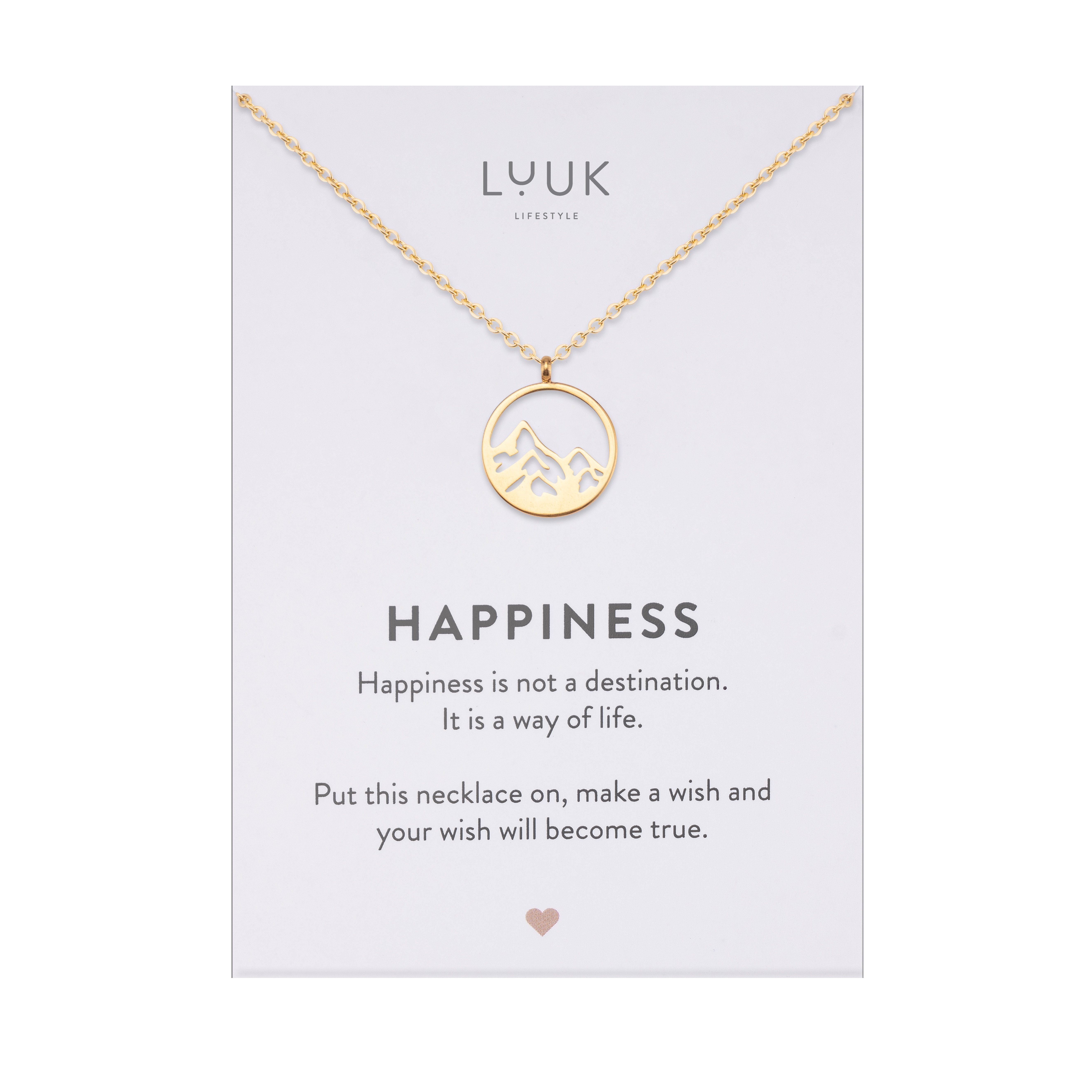 LUUK LIFESTYLE Kette mit Anhänger Berggipfel Plättchen, mit Happiness Spruc günstig online kaufen