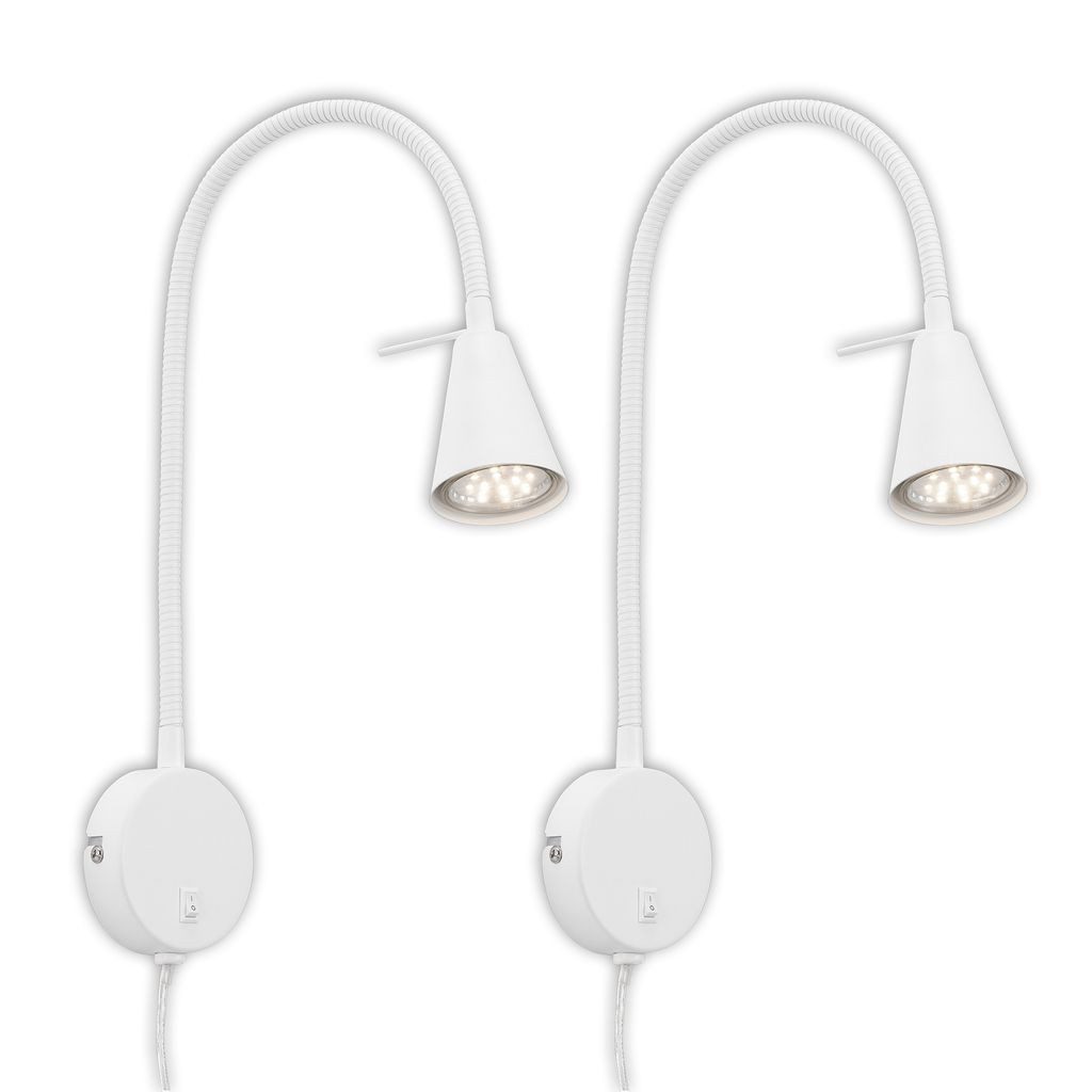 Briloner Leuchten Wandleuchte 2480026, LED wechselbar, 2700K - Extra-Warmweiß, weiß, flexibler Arm, inkl. An/Aus Schalter, inkl. 1xLED/GU10