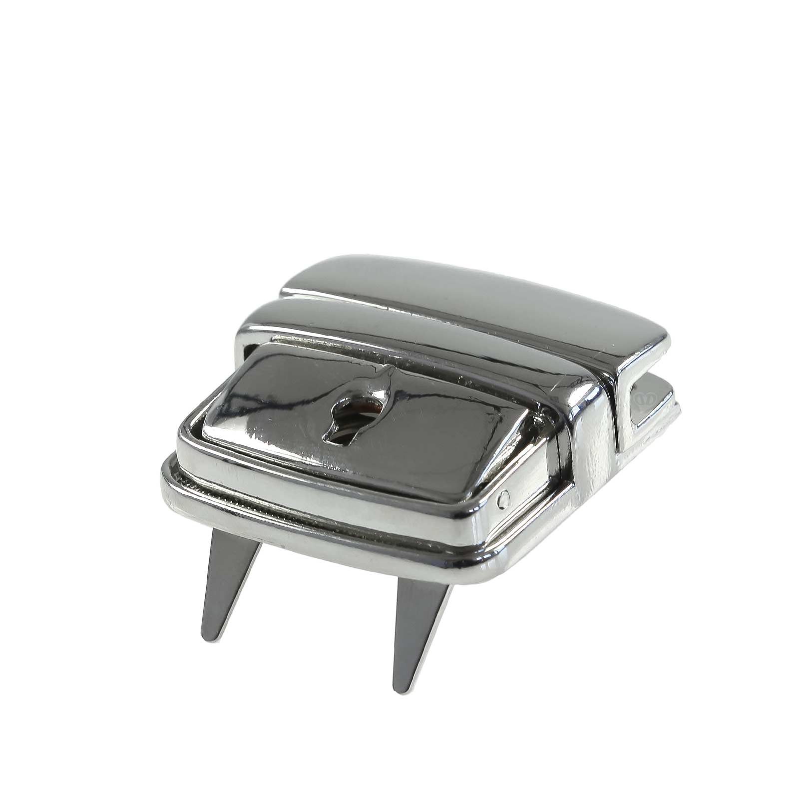 maDDma Metall Mappenschloss Verschluss 42x42mm inkl. Schlüssel, silbern Gurtstecker