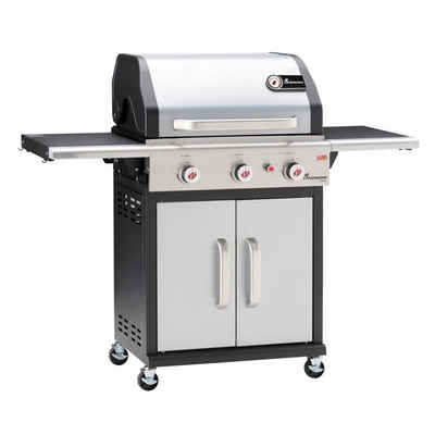 LANDMANN Gasgrill Triton PTS 3.0 silber, Deckelthermometer & klappbare Seitentische