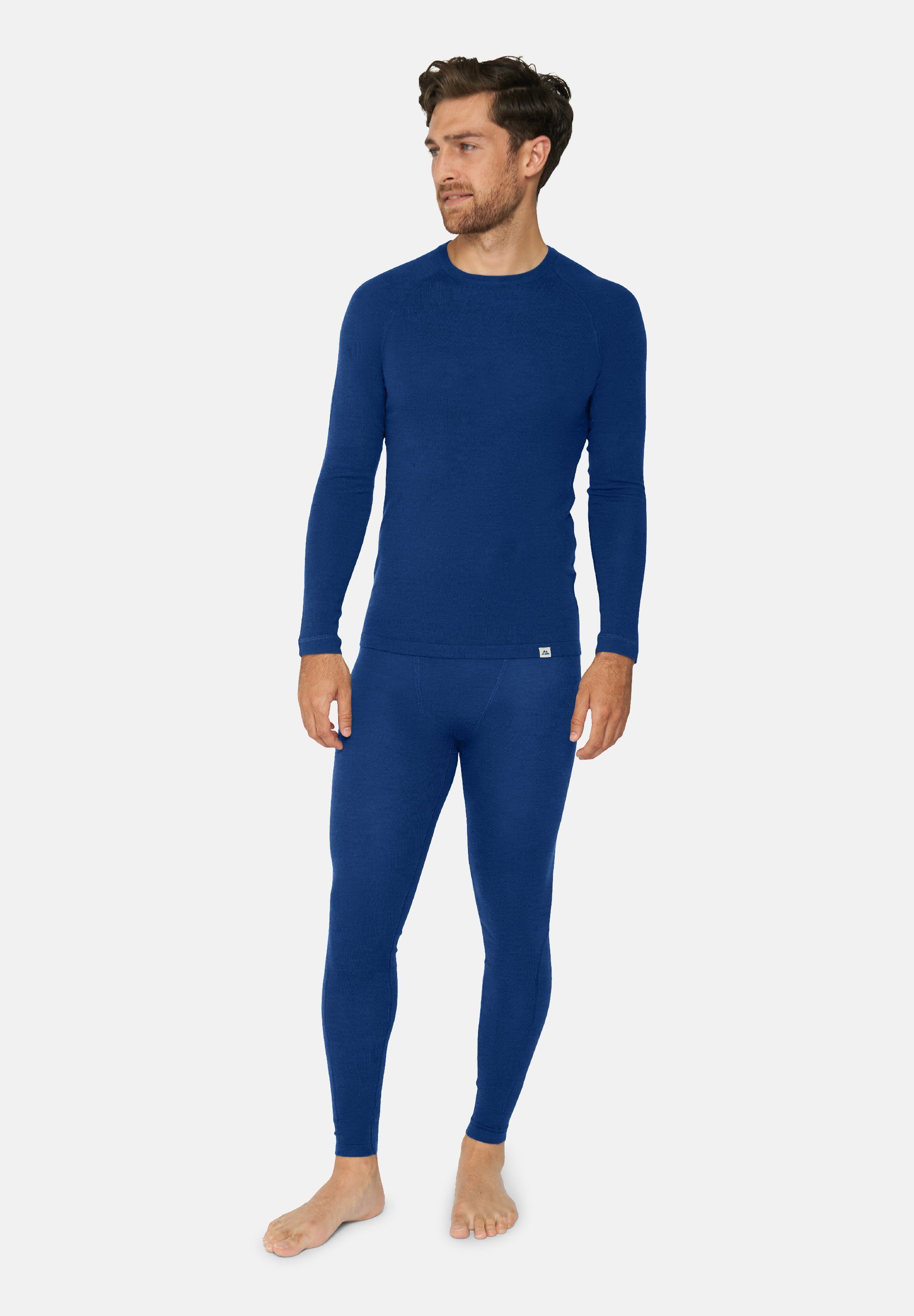 & Merino Hose, Thermounterhemd ENDURANCE Langarm Shirt Thermo-Unterwäsche Temperaturregulierend DANISH Set Herren für navy