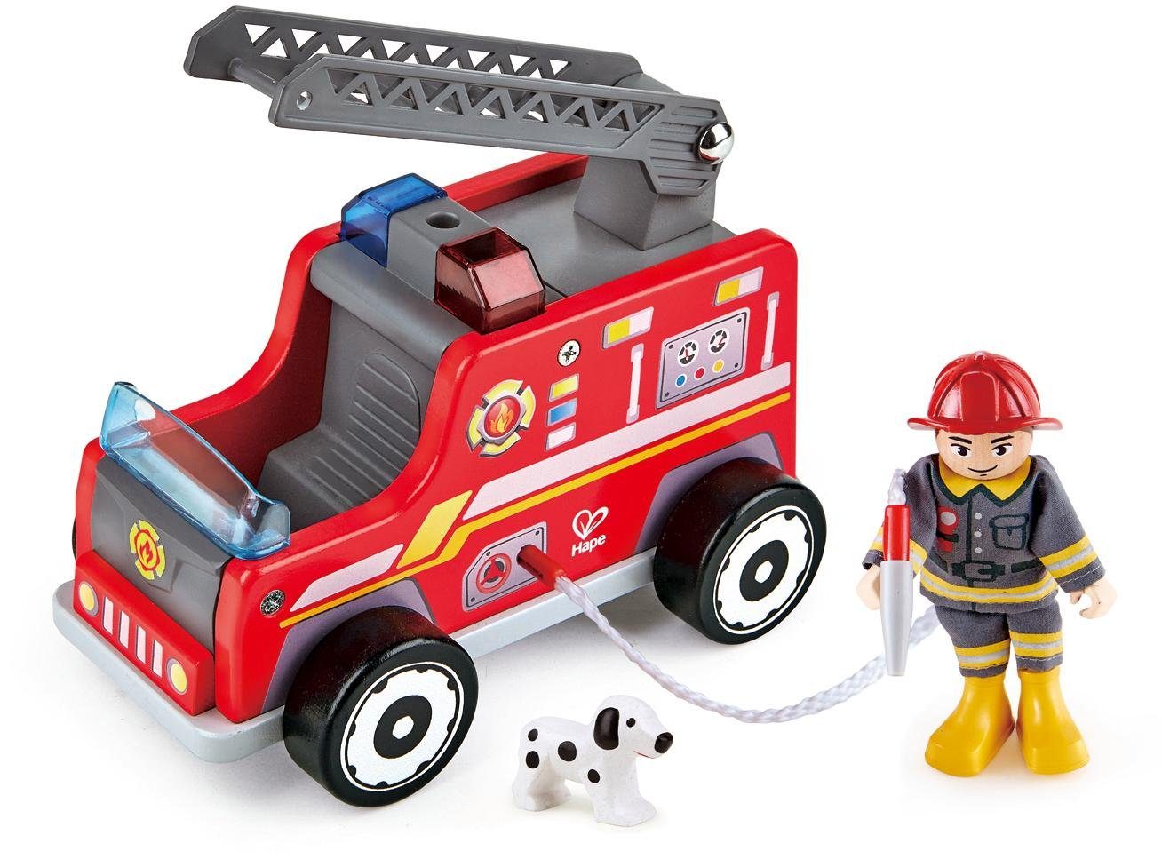 # Hape E3024 Feuerwehr Trupp mit Feuerwehrauto Holz NEU 
