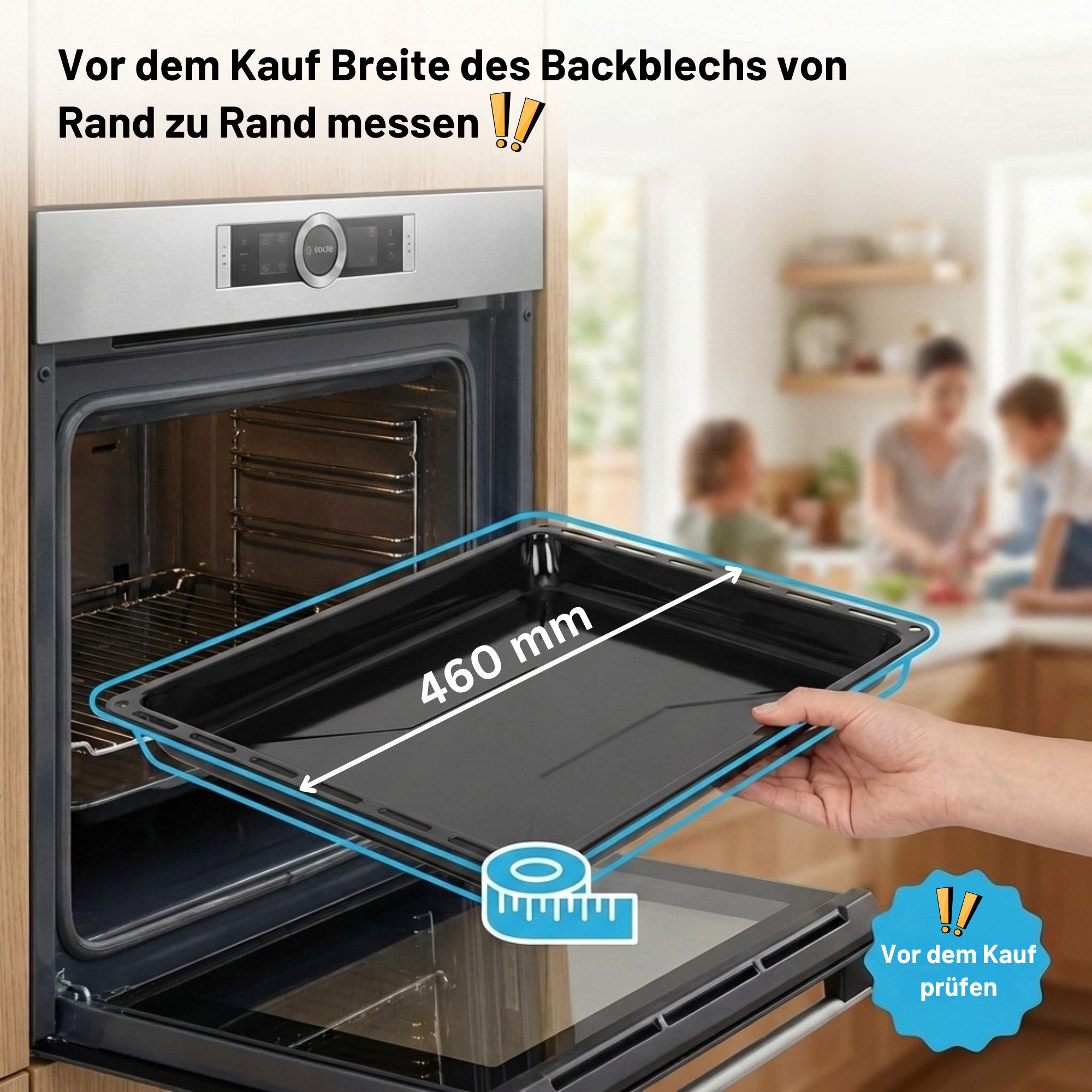 ICQN Backblech 460 x 370 mm, Fettpfanne, Emaille, (Set, 2-St., Backbleche & -Gitter), Verchromt Backofenrost und Emaille Backblech, Gitterrost 46 x 37.5 cm