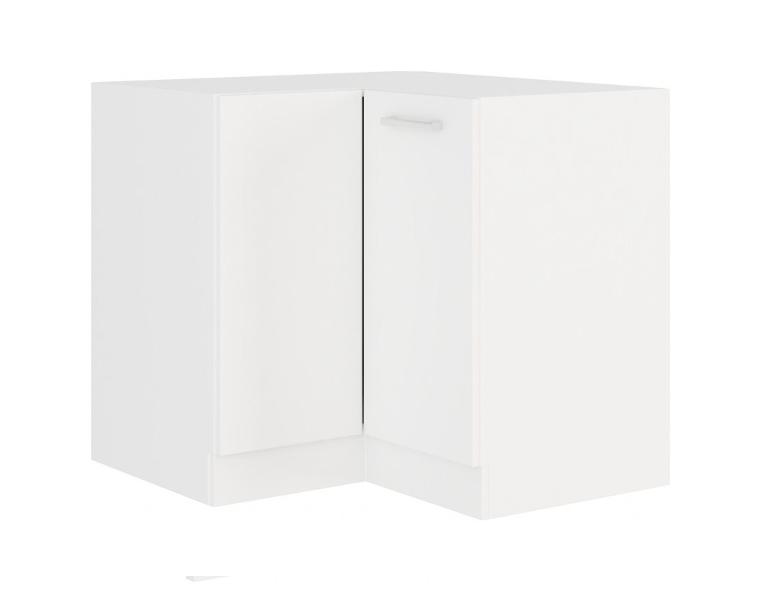 matt Küchenblock Eckunterschrank 89x89 cm Küchenzeile Küche Einbauküche Küchen-Preisbombe Weiß White EKO