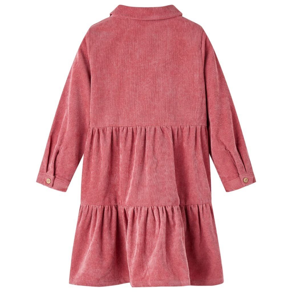 vidaXL A-Linien-Kleid Cord Kinderkleid 92 Langen mit Ärmeln Altrosa