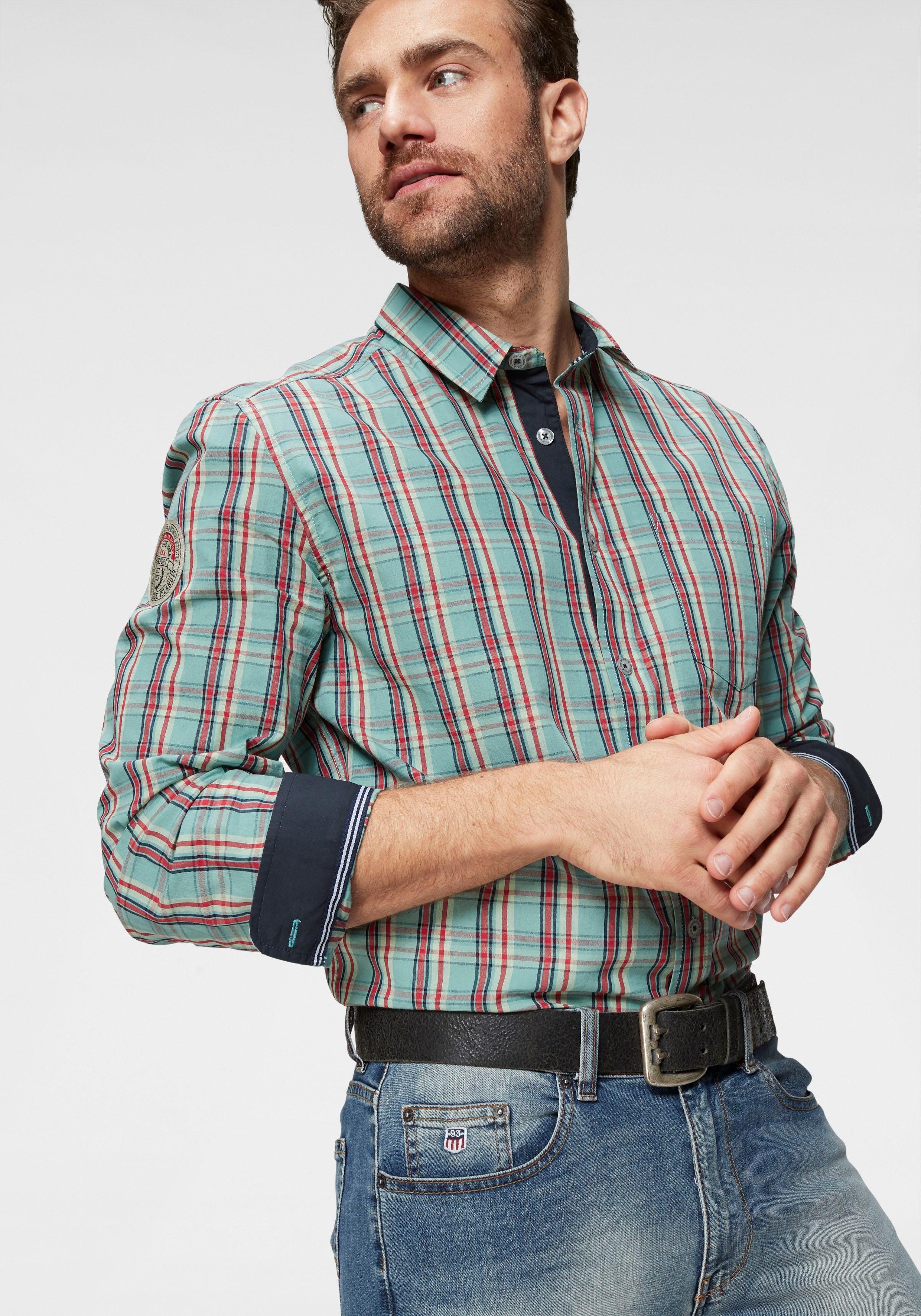 Rhode Island Karohemd mit kontrastfarbigen Chambray-Details online