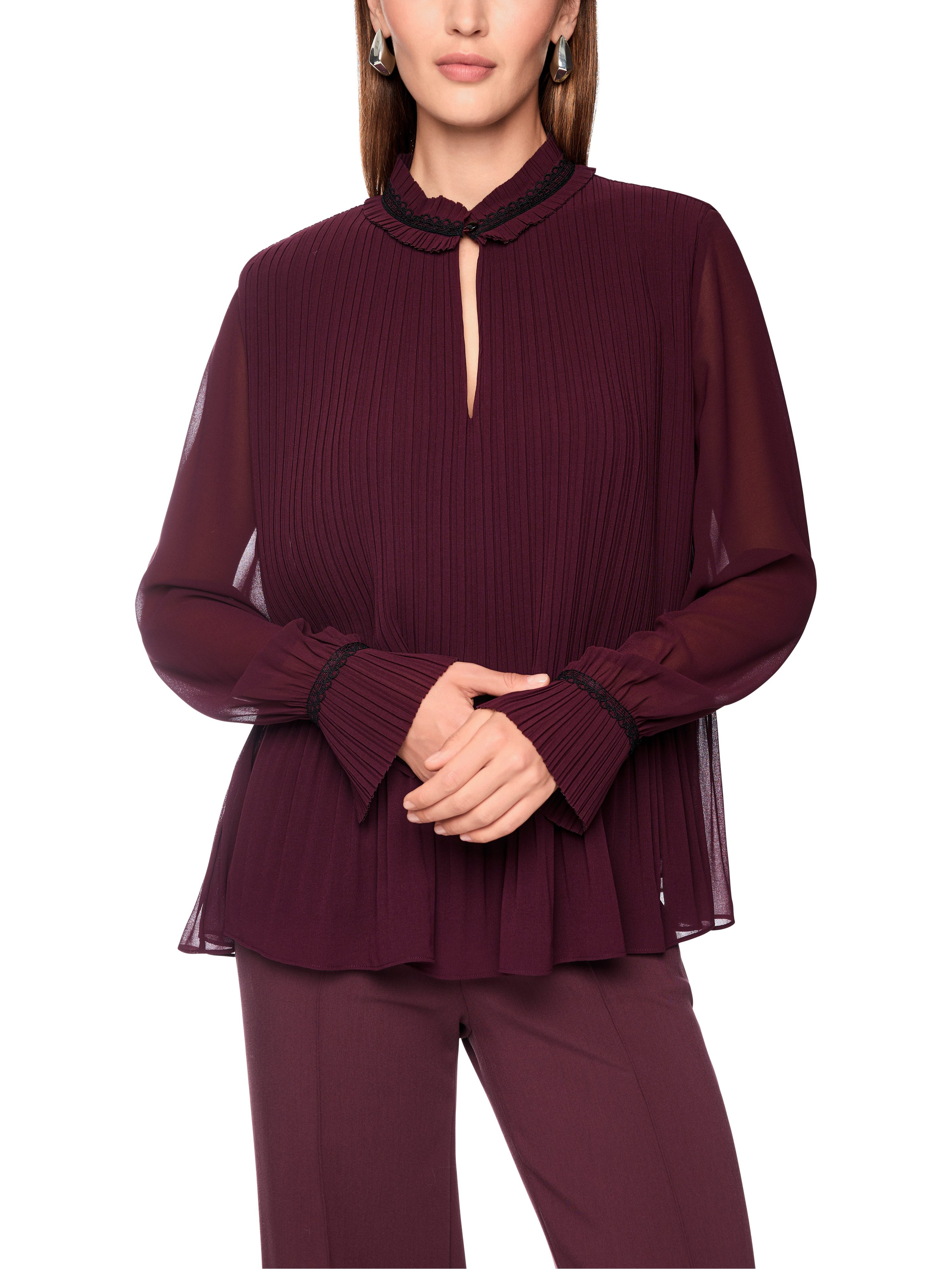 Marc Cain Plisseebluse Abstract Glow Premium Damenmode mit femininen Details, halbtransparente Ärmel